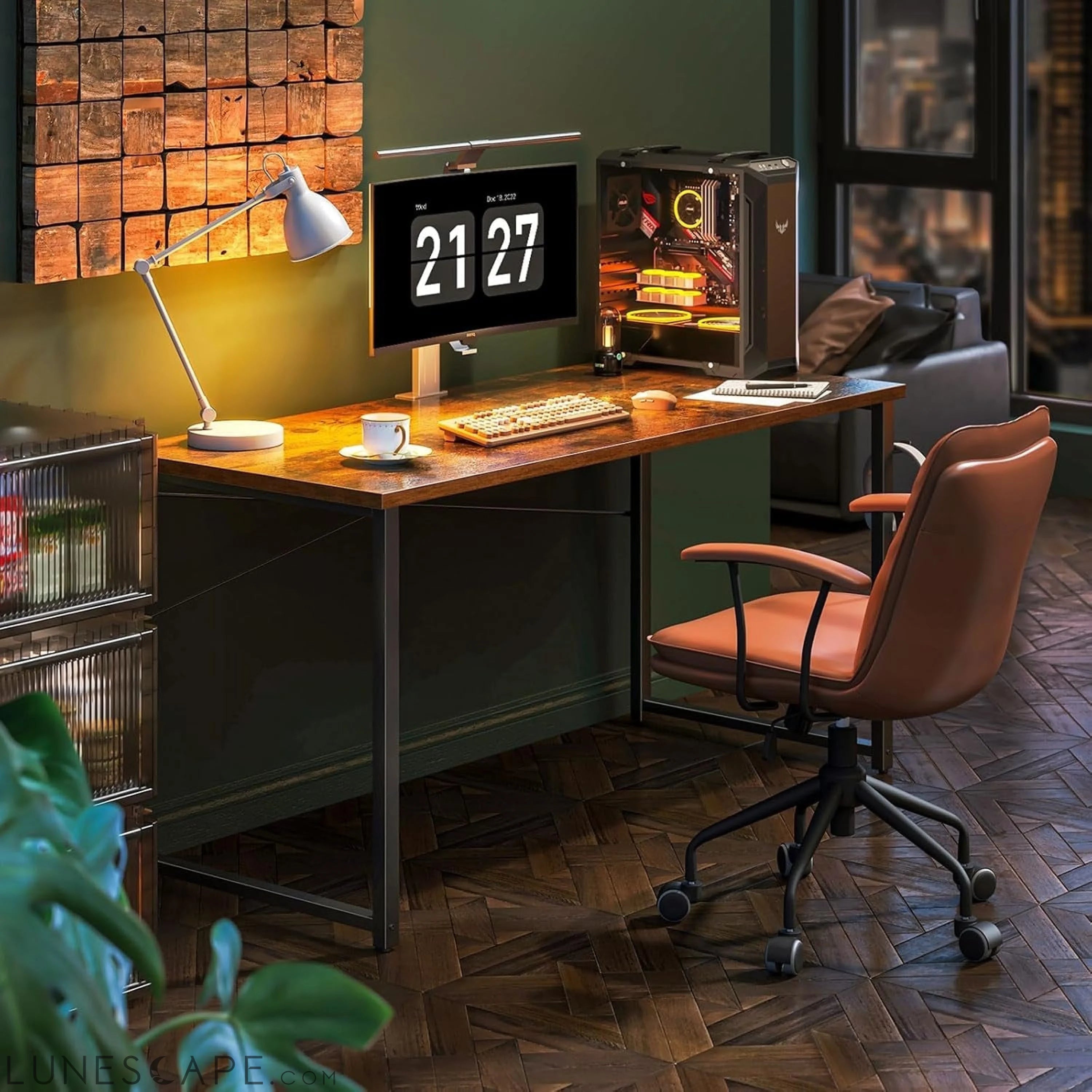 54 Inch Computer Desk, Modern Simple Style Desk for Home Office, Study LUNESCAPE