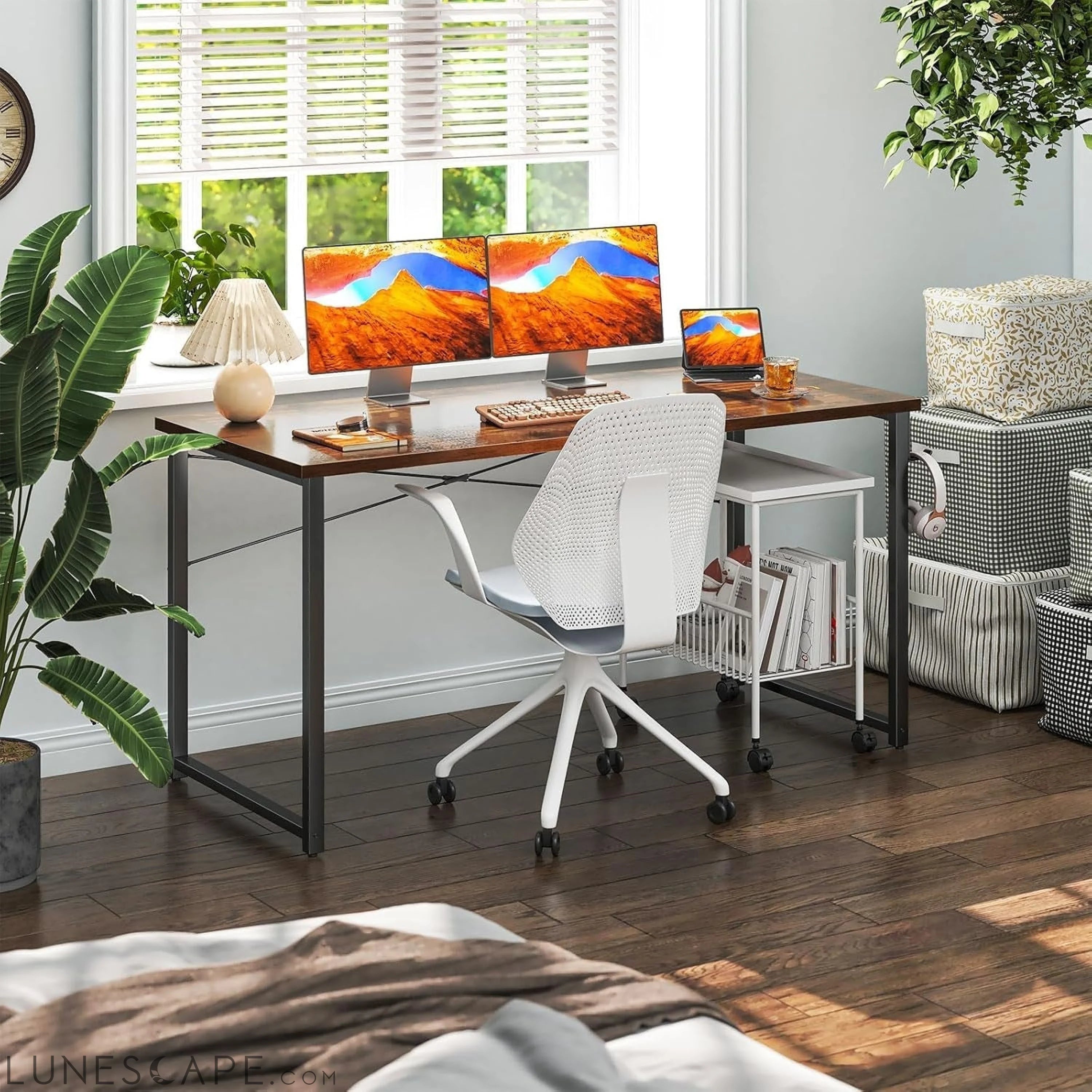 54 Inch Computer Desk, Modern Simple Style Desk for Home Office, Study LUNESCAPE