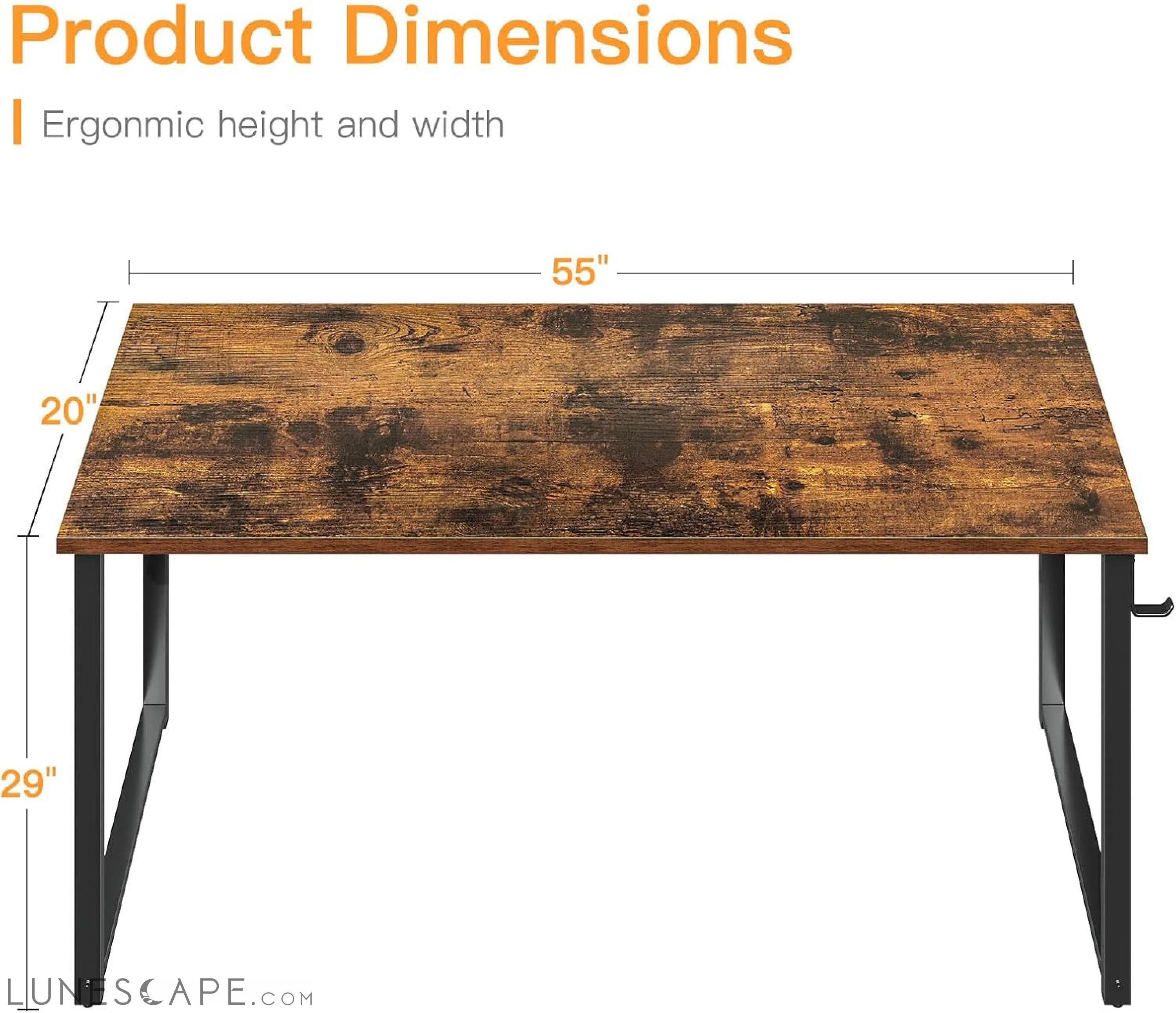 54 Inch Computer Desk, Modern Simple Style Desk for Home Office, Study LUNESCAPE