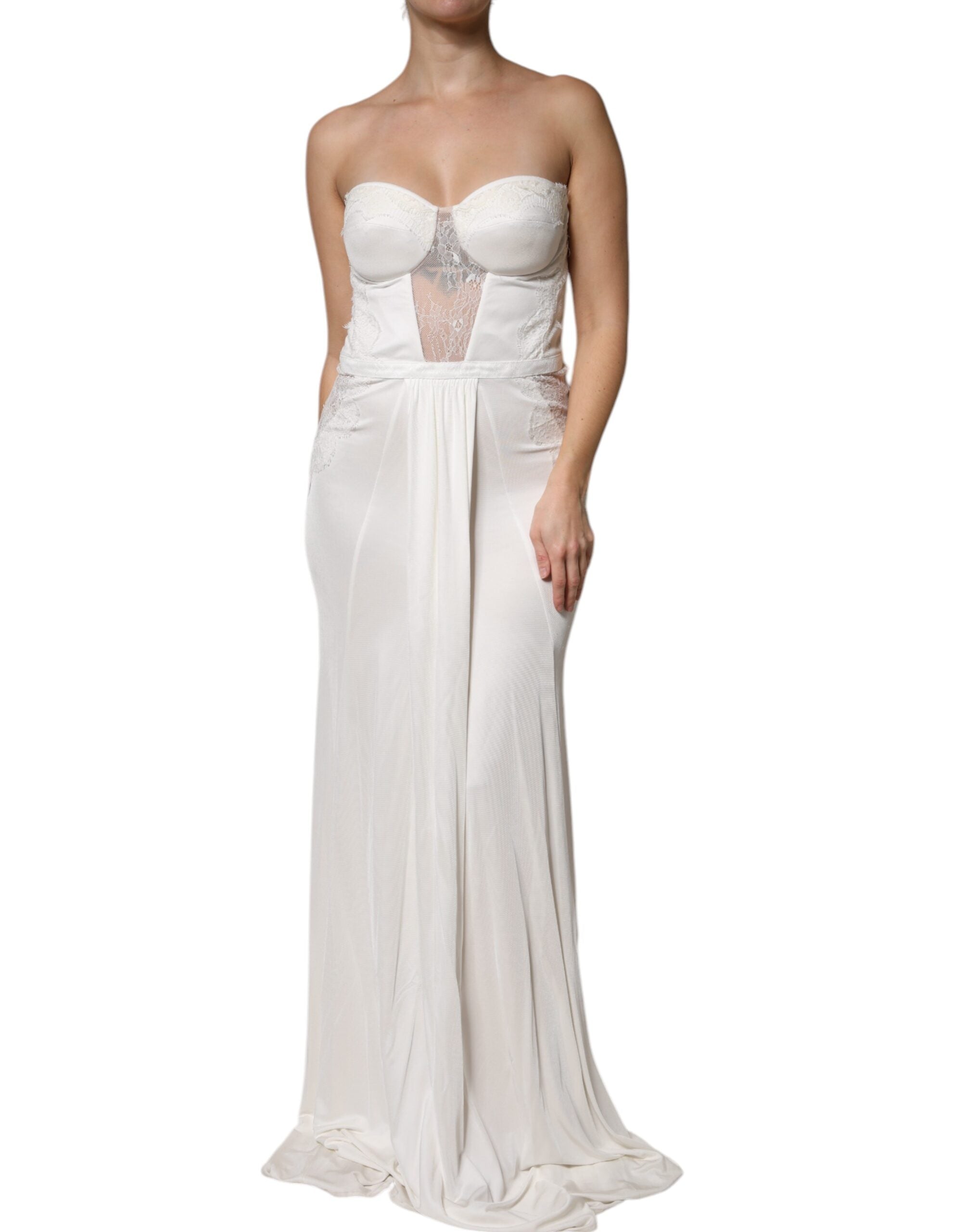 Elisabetta Franchi White Strapless Bustier Mermaid Gown Dress LUNESCAPE
