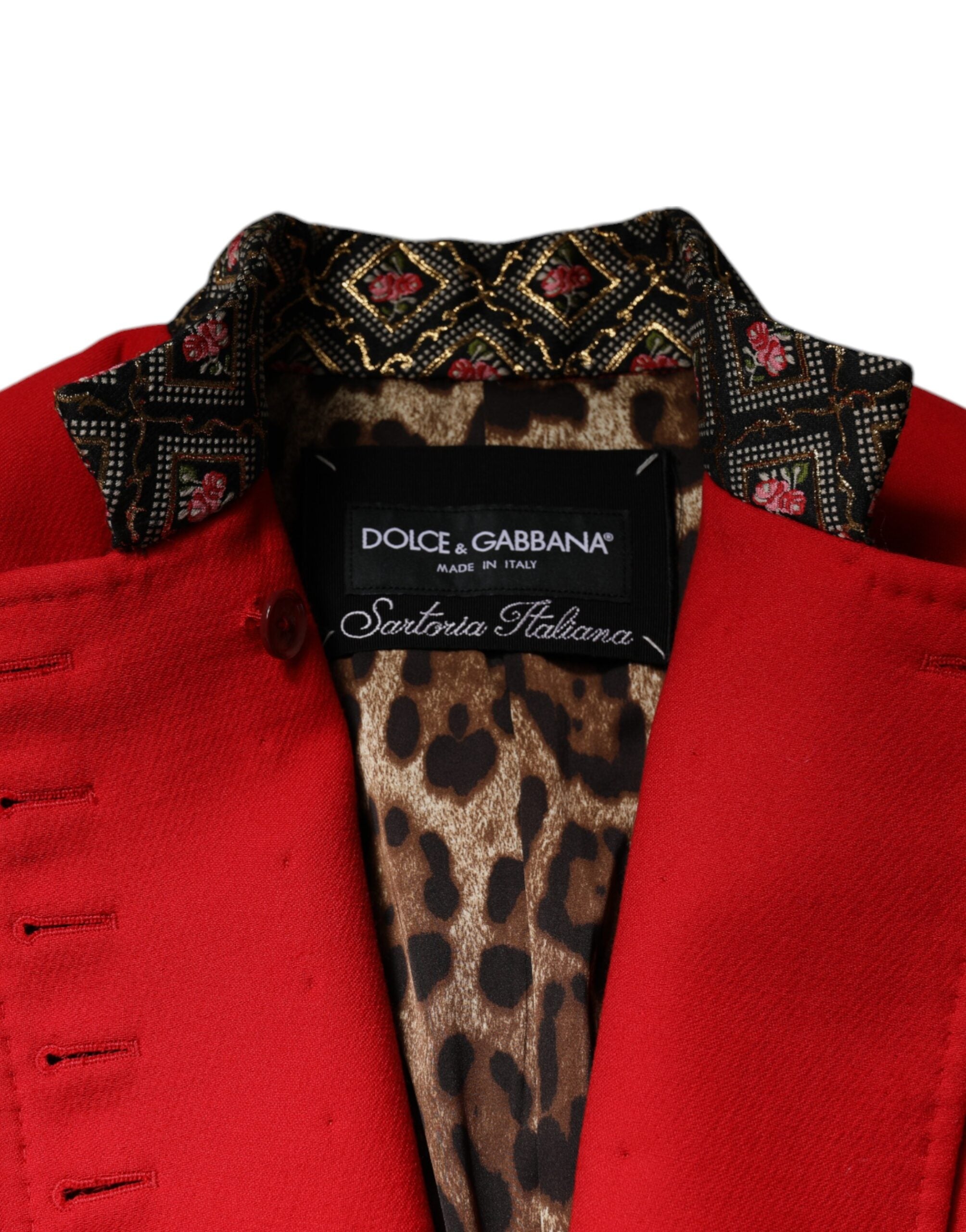 Dolce & Gabbana Red Jacquard Wool Women Trenchcoat Jacket LUNESCAPE
