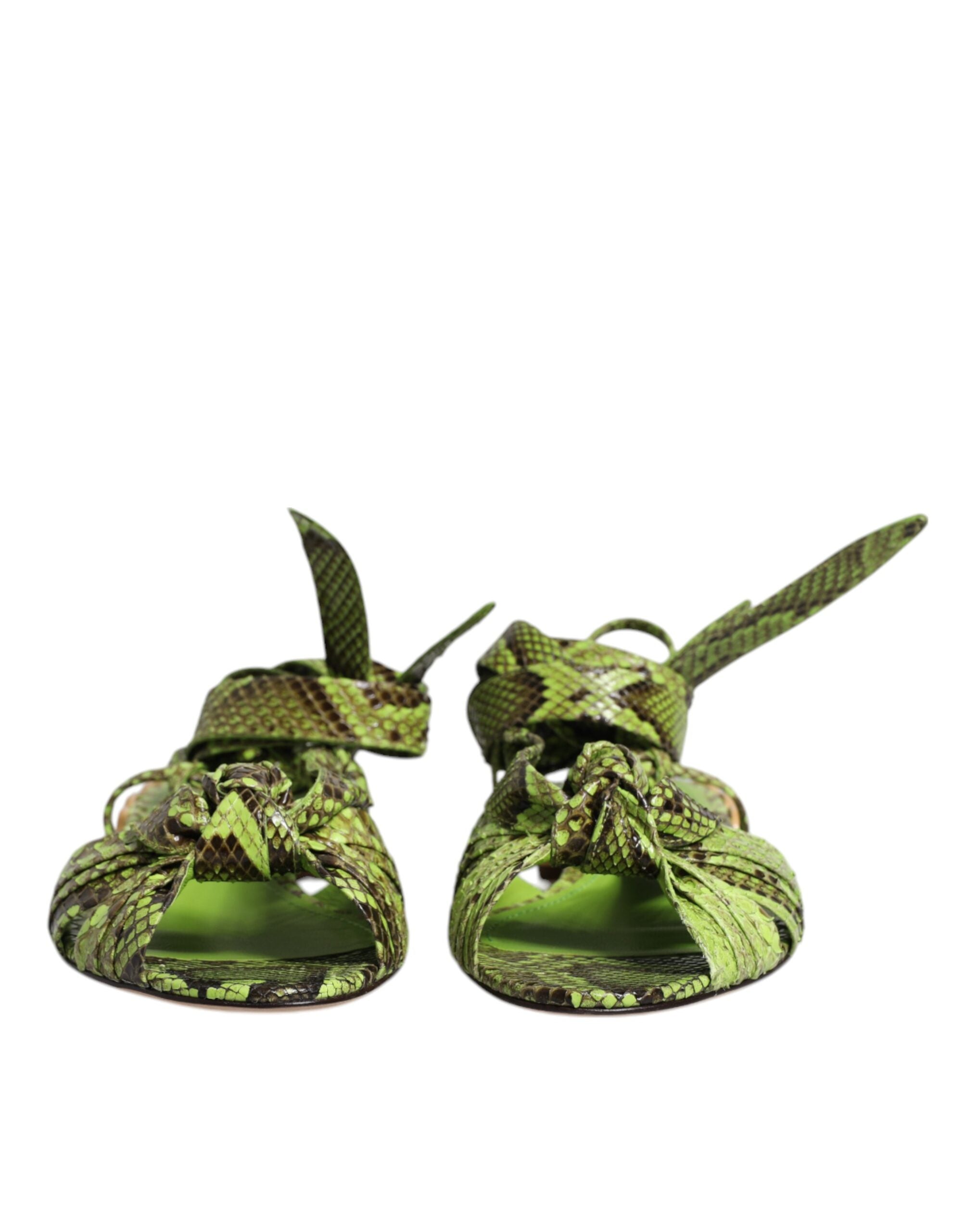 Dolce & Gabbana Green Animal Print Ankle Wrap Sandals Shoes LUNESCAPE