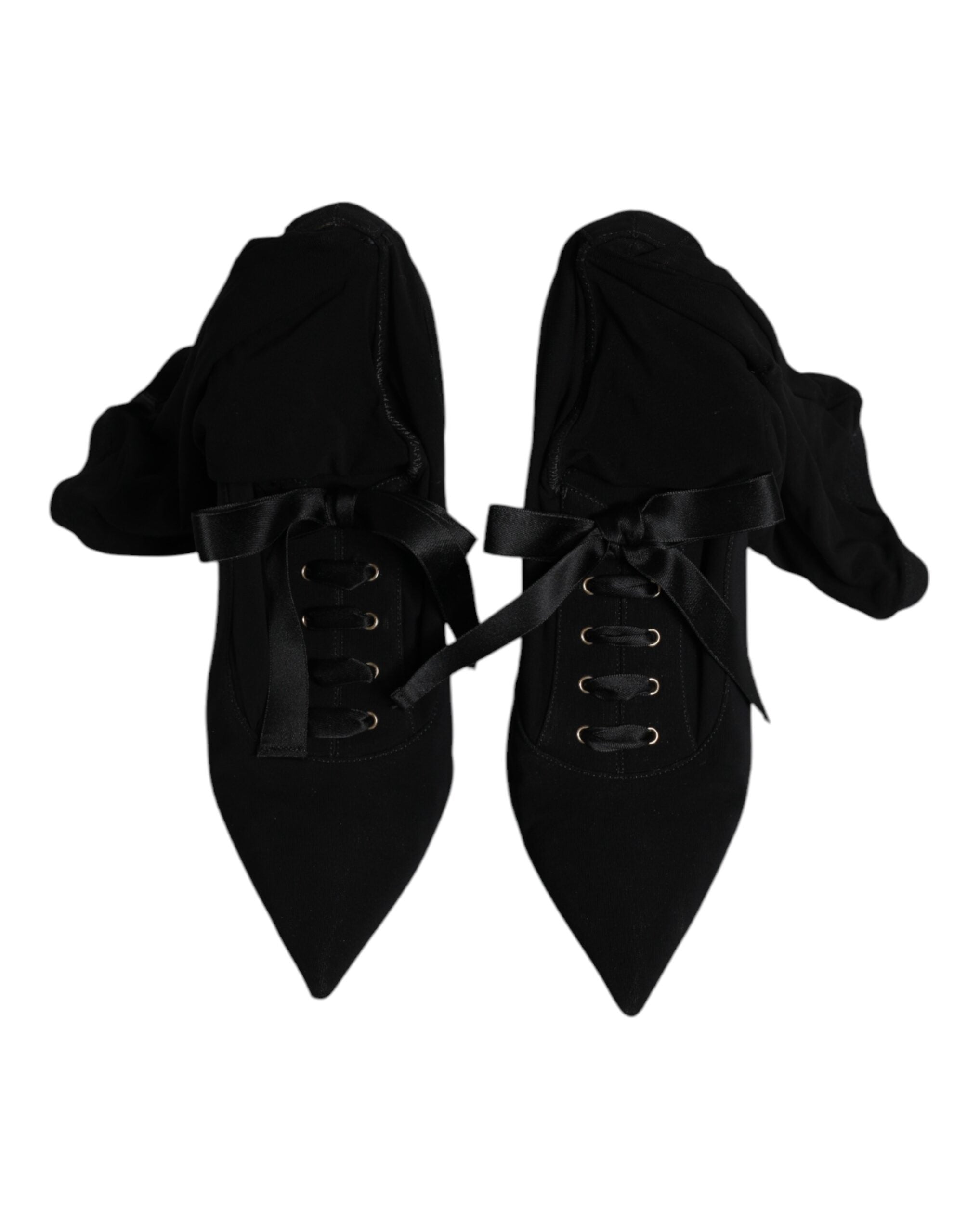 Dolce & Gabbana Black Stiletto Heels Mid Calf Boots Shoes LUNESCAPE