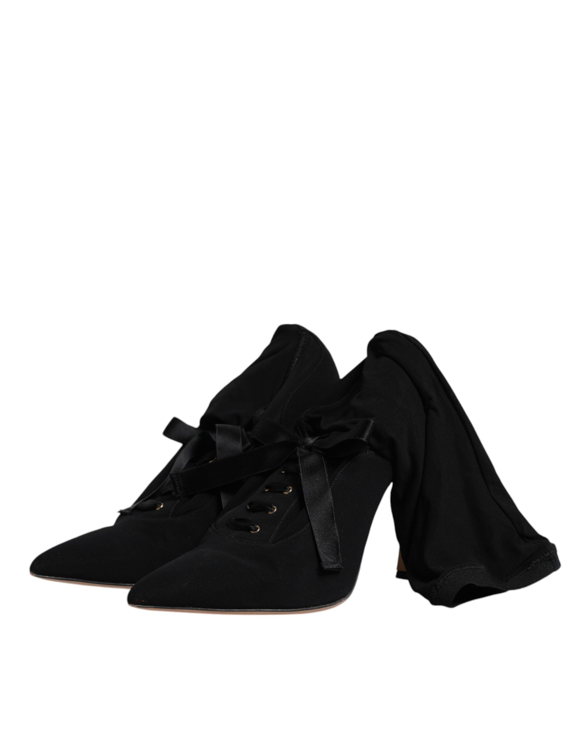 Dolce & Gabbana Black Stiletto Heels Mid Calf Boots Shoes LUNESCAPE