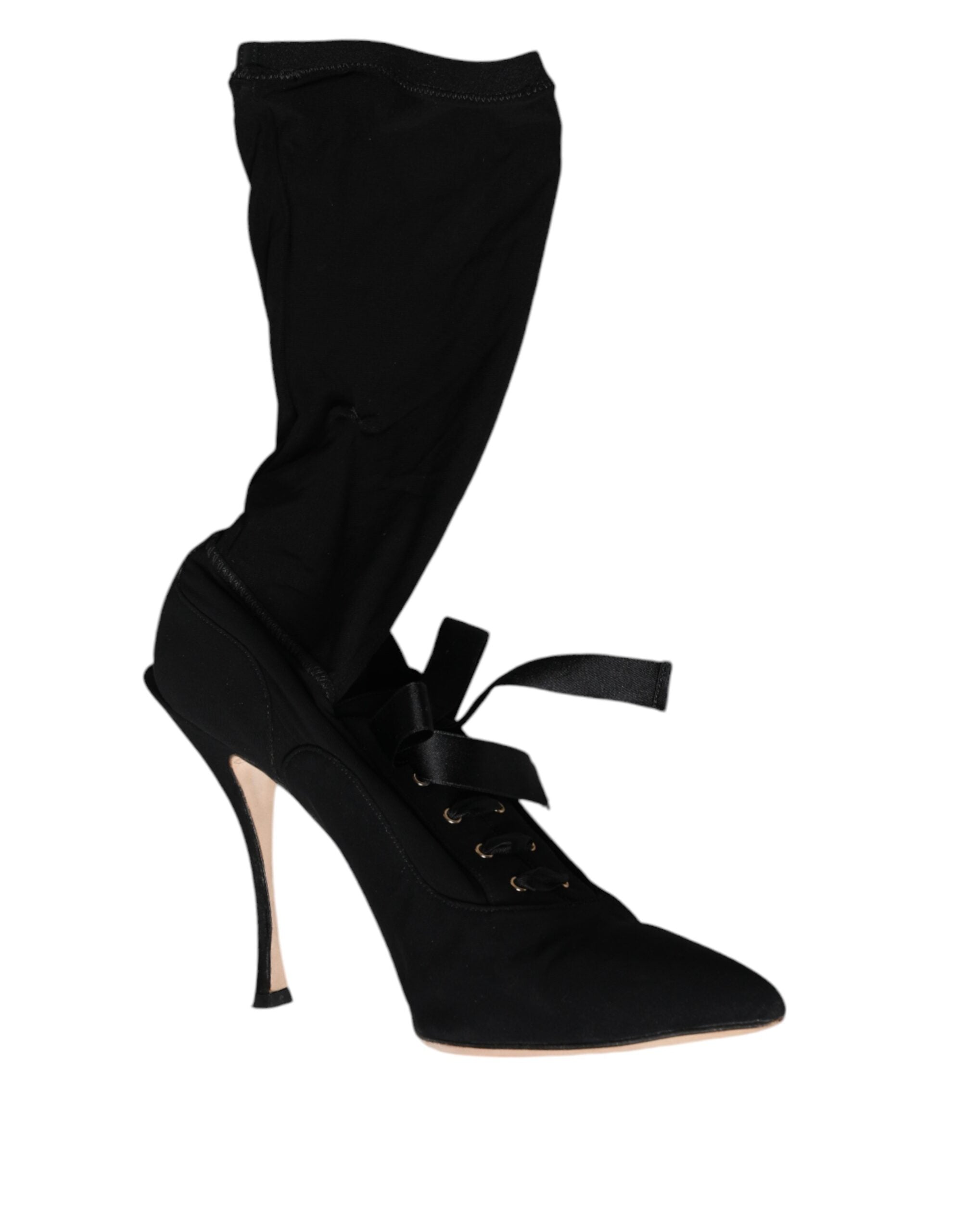 Dolce & Gabbana Black Stiletto Heels Mid Calf Boots Shoes LUNESCAPE