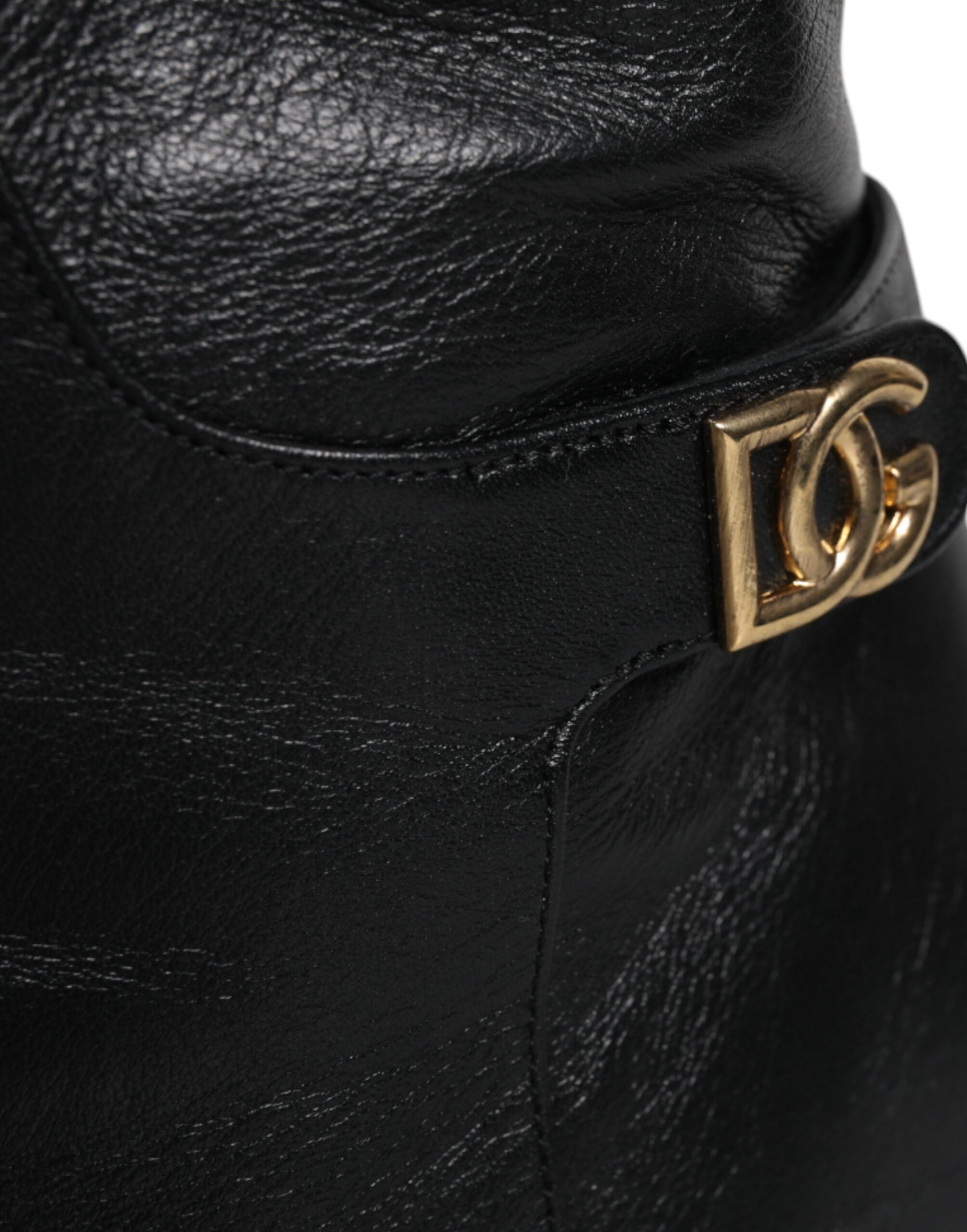 Dolce & Gabbana Black Leather Heels Knee High Boots Shoes LUNESCAPE