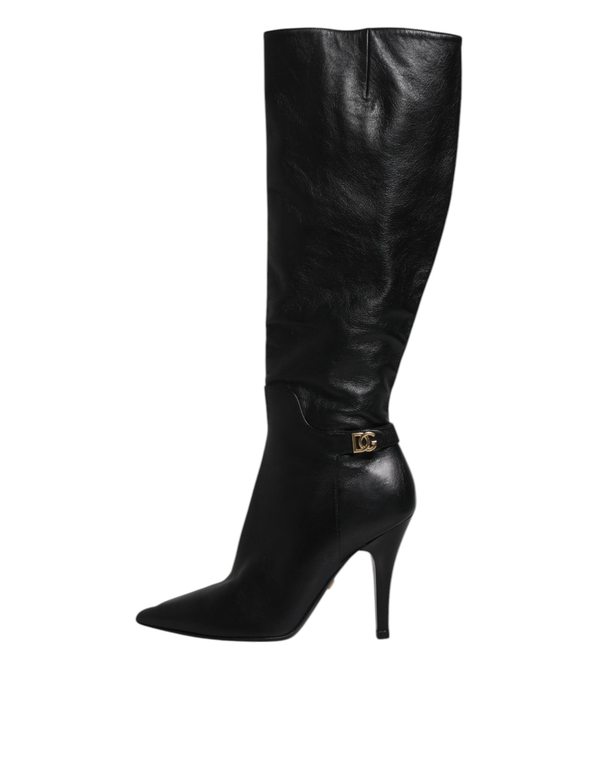 Dolce & Gabbana Black Leather Heels Knee High Boots Shoes LUNESCAPE