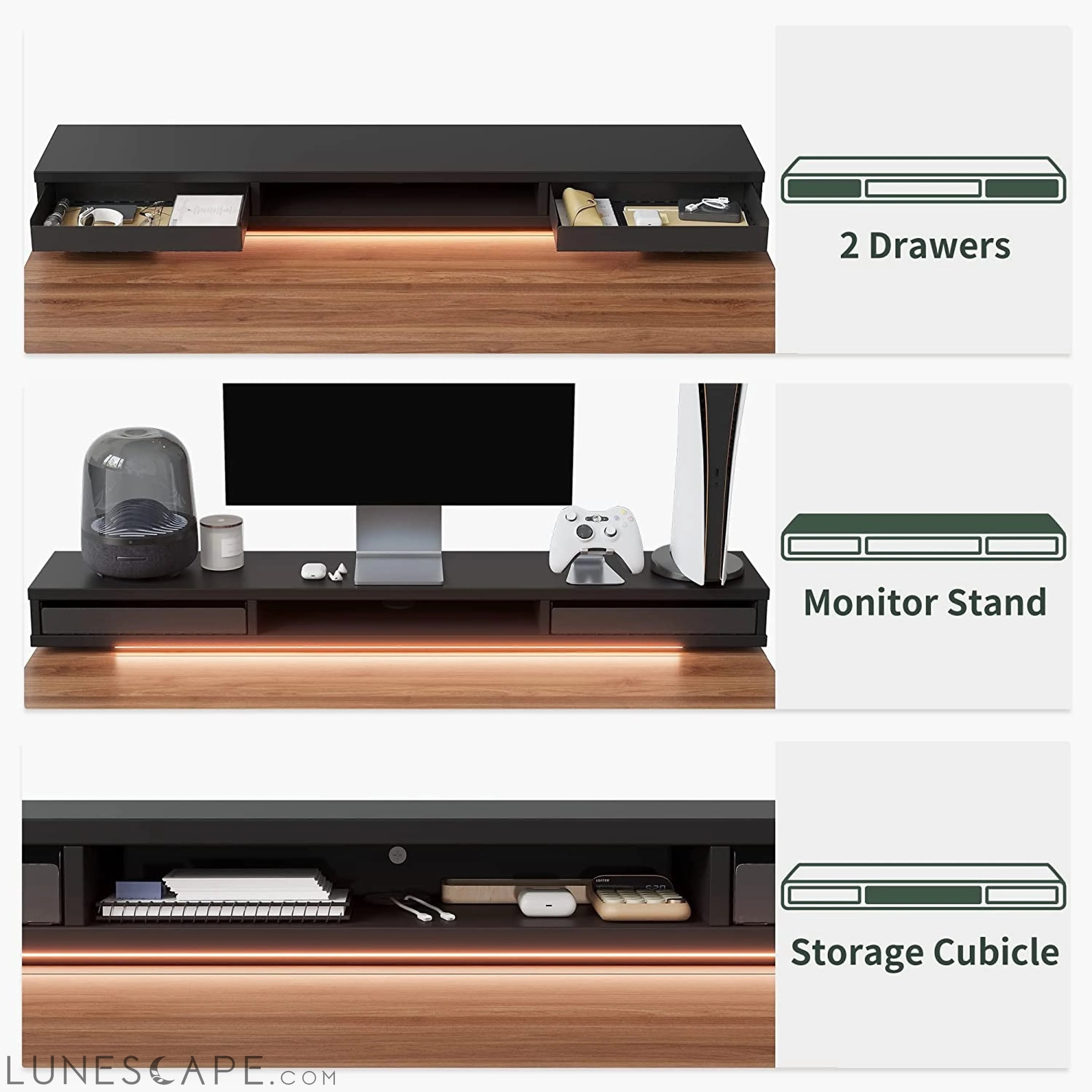 55 X 24 Inch Height Adjustable Electric Standing Desk with Double LUNESCAPE