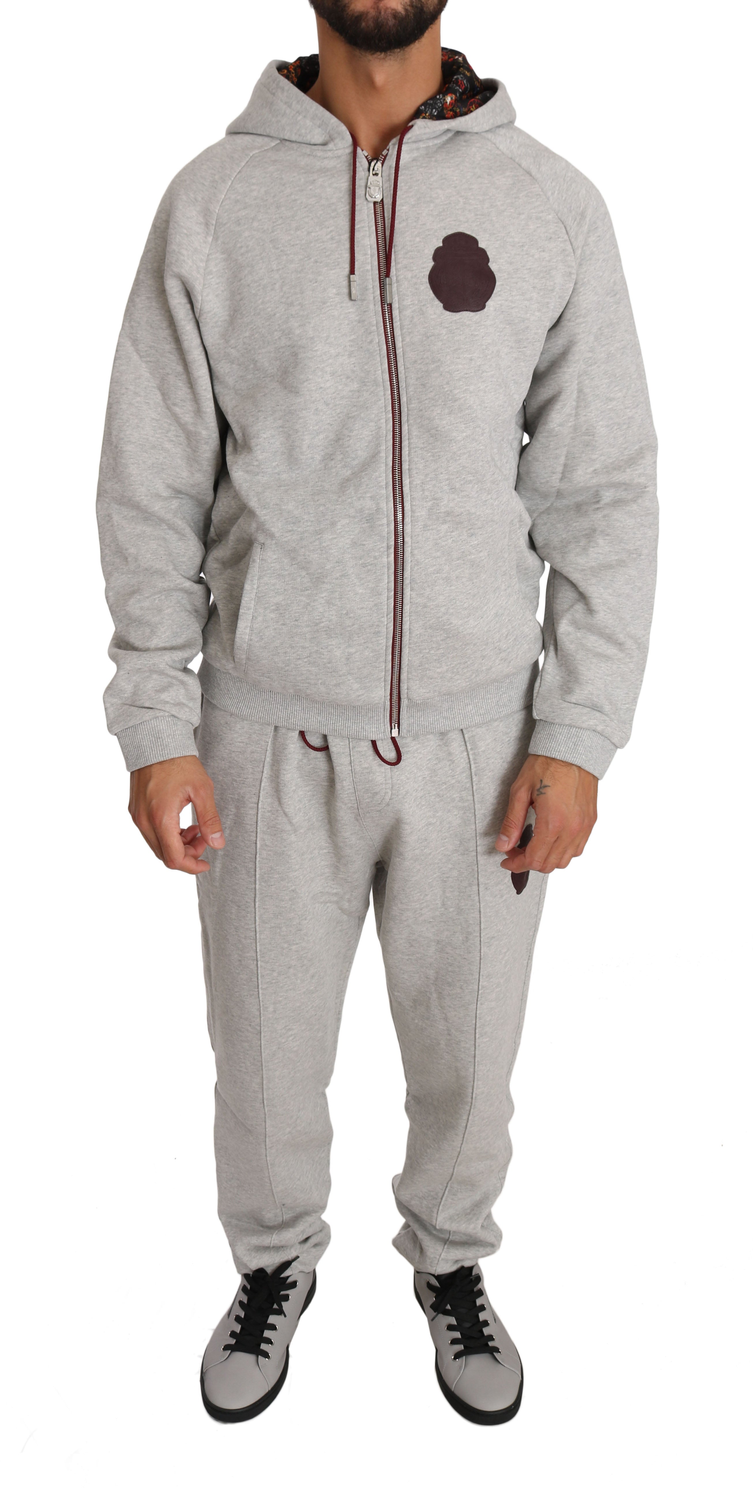 Billionaire Italian Couture Gray Cotton Sweater Pants Tracksuit LUNESCAPE