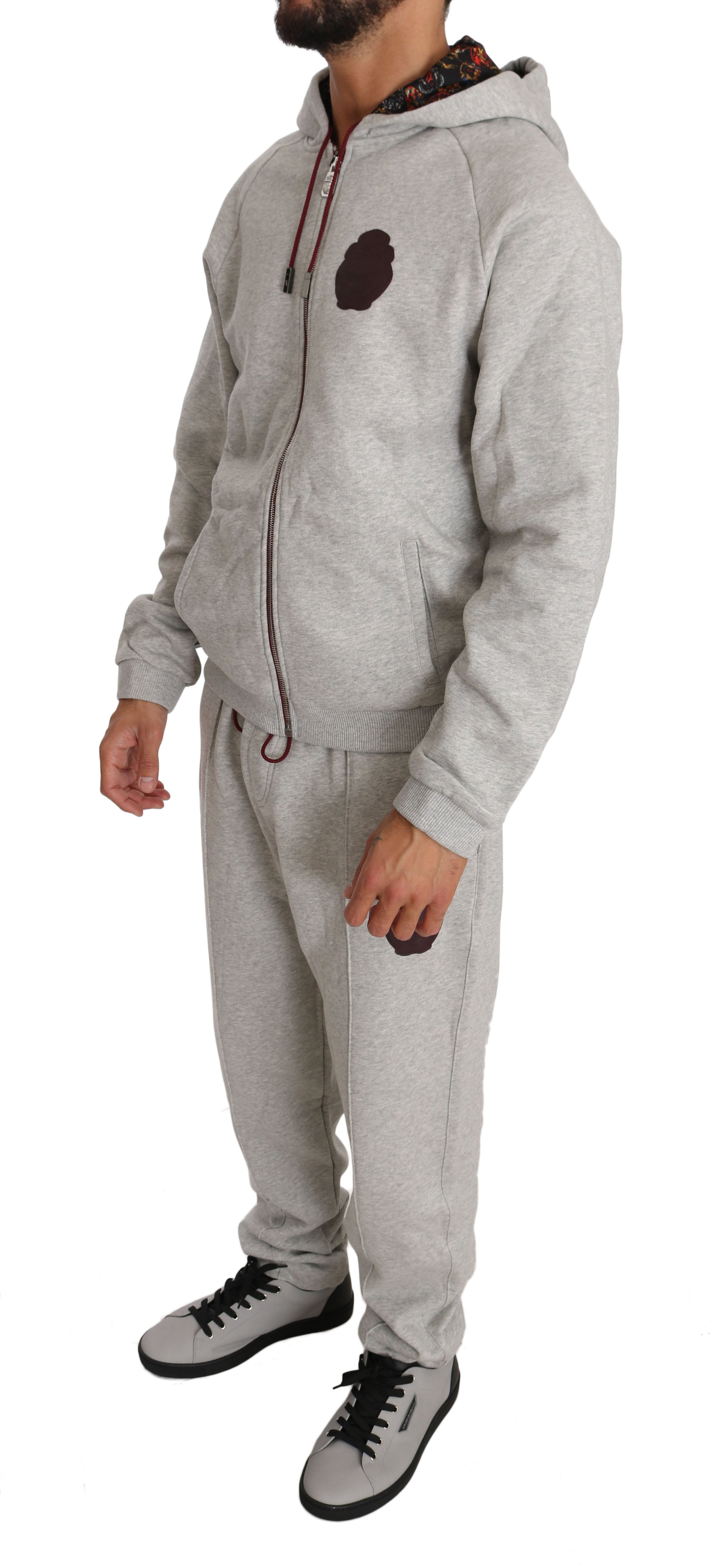 Billionaire Italian Couture Gray Cotton Sweater Pants Tracksuit LUNESCAPE