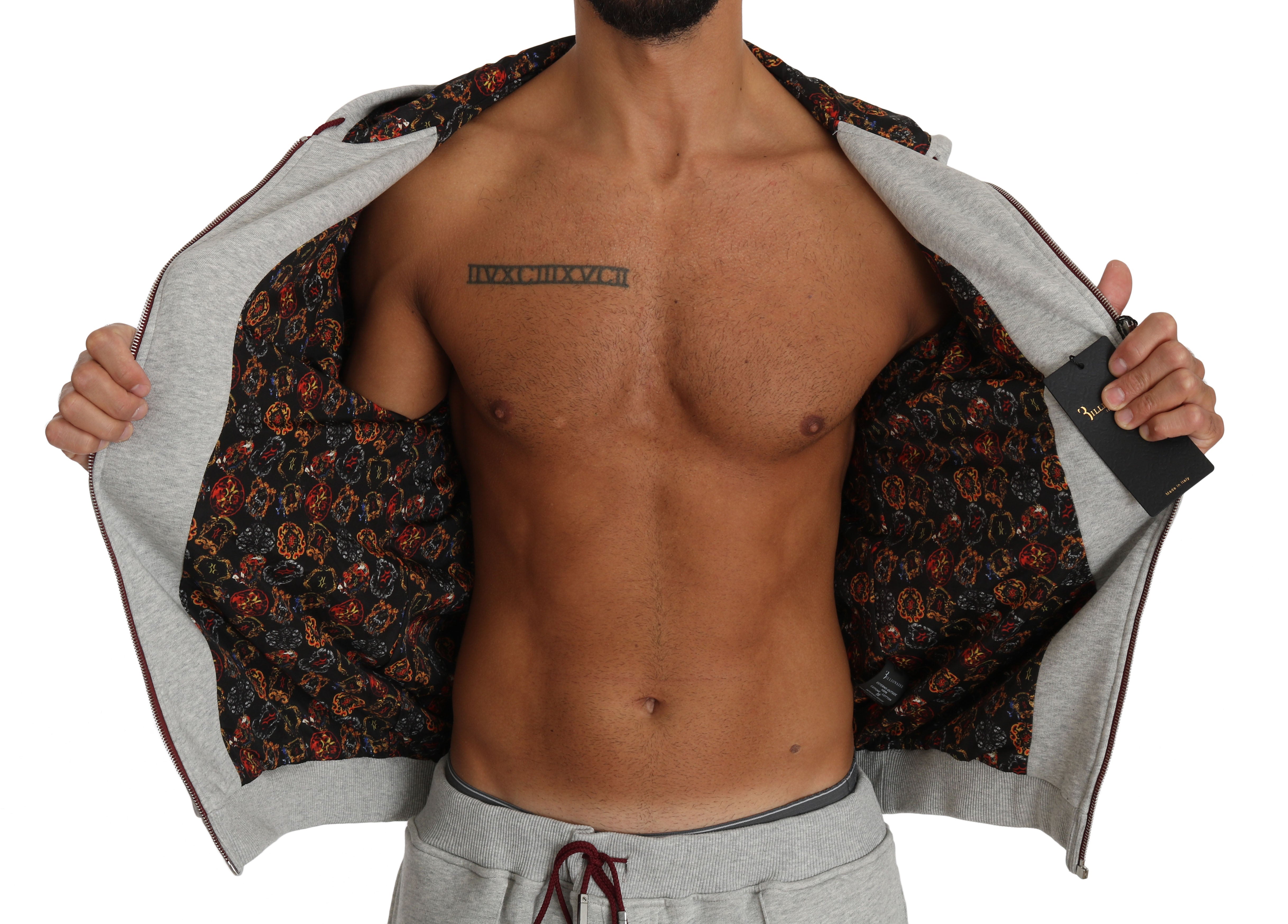 Billionaire Italian Couture Gray Cotton Sweater Pants Tracksuit LUNESCAPE