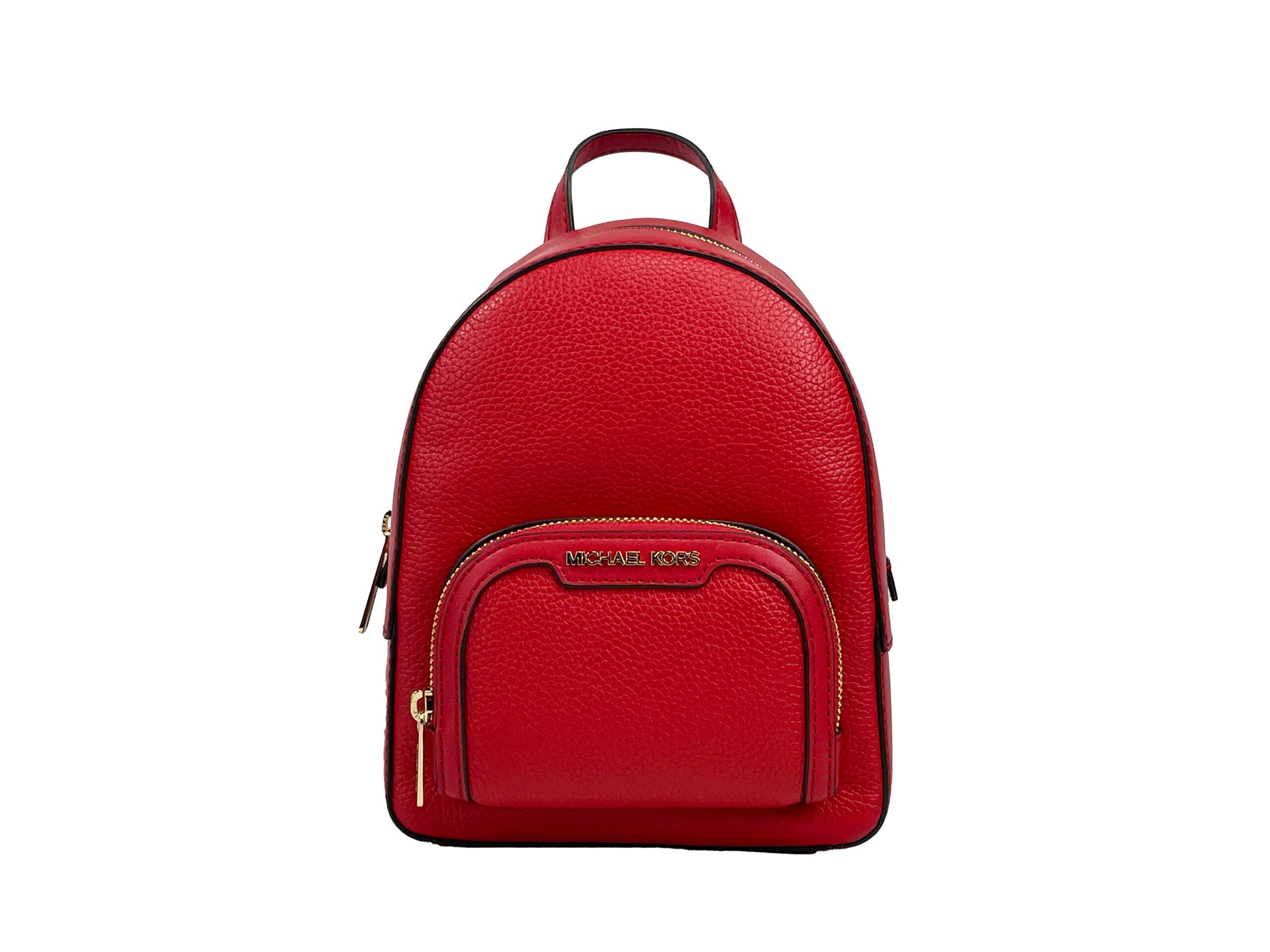 Michael Kors Jaycee Mini XS Leather Zip Pocket Backpack Red LUNESCAPE