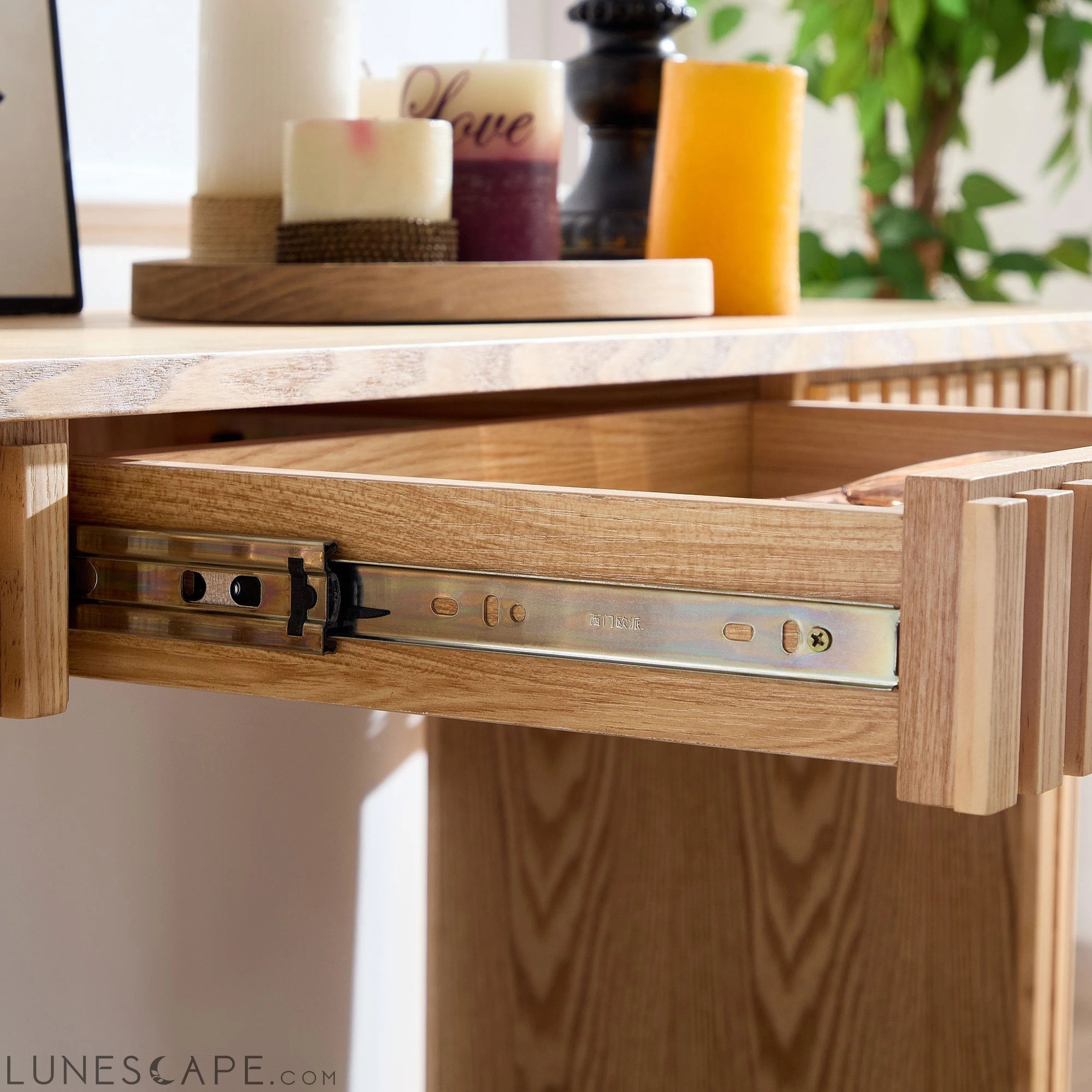 59.05'' Modern Console Table With Drawer for Entryway with Unique LUNESCAPE