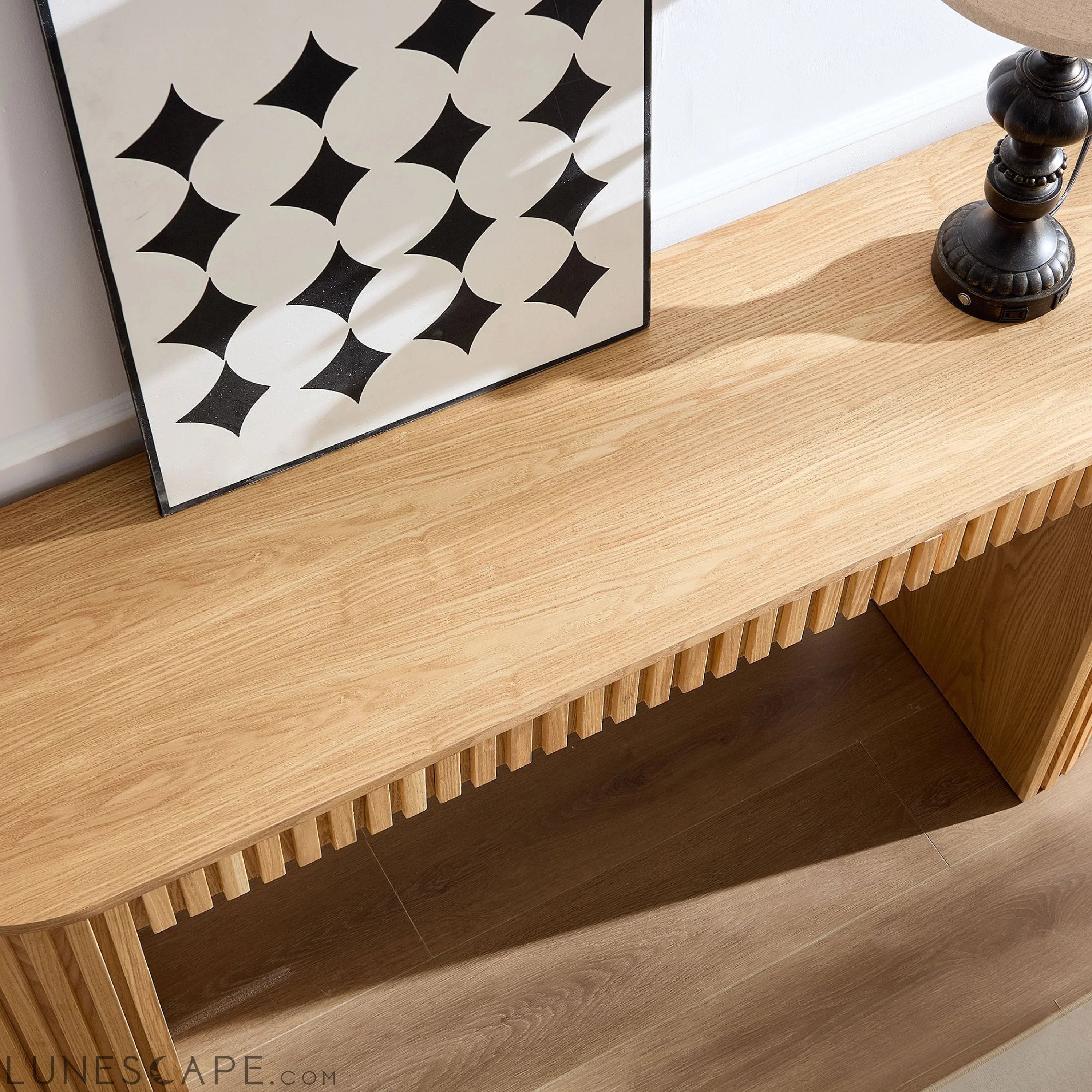 59.05'' Modern Console Table With Drawer for Entryway with Unique LUNESCAPE