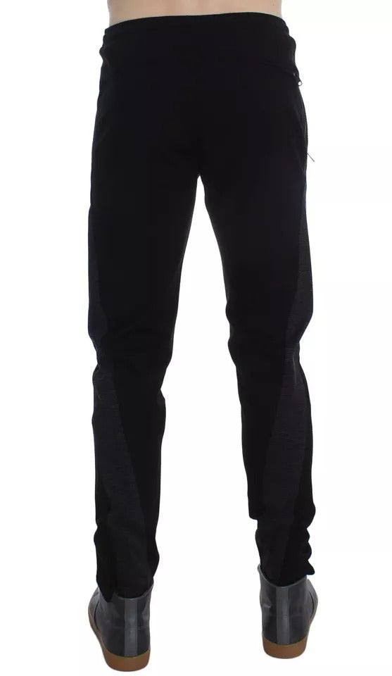 Dolce & Gabbana Black Gray Wool Casual Trousers Stripe Pants LUNESCAPE
