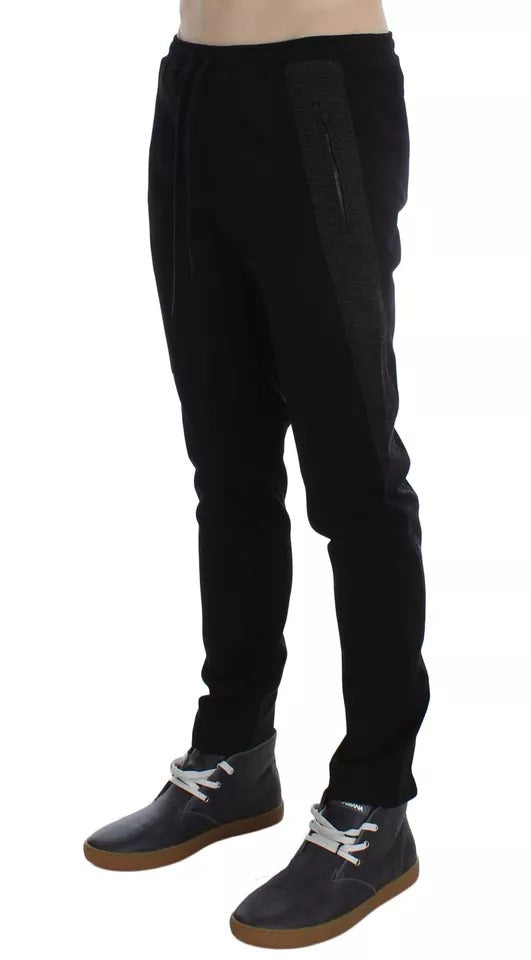 Dolce & Gabbana Black Gray Wool Casual Trousers Stripe Pants LUNESCAPE