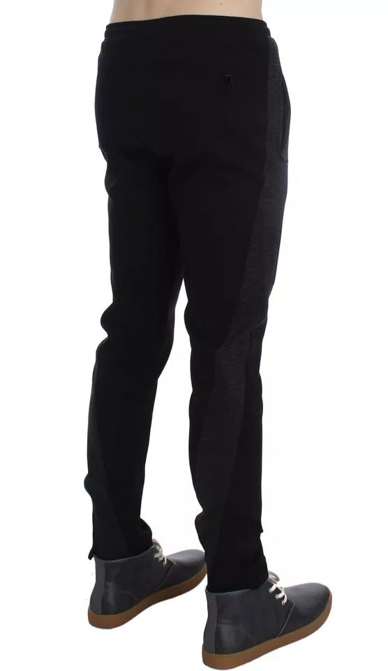 Dolce & Gabbana Black Gray Wool Casual Trousers Stripe Pants LUNESCAPE