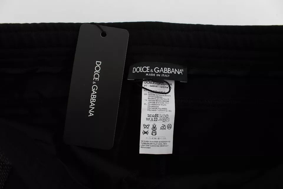 Dolce & Gabbana Black Gray Wool Casual Trousers Stripe Pants LUNESCAPE