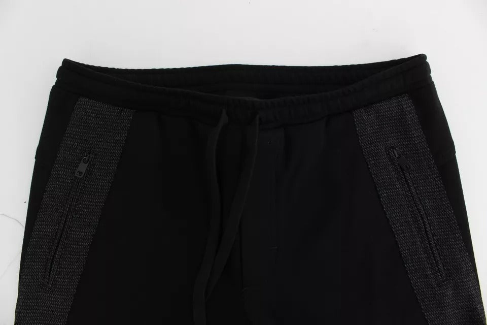 Dolce & Gabbana Black Gray Wool Casual Trousers Stripe Pants LUNESCAPE