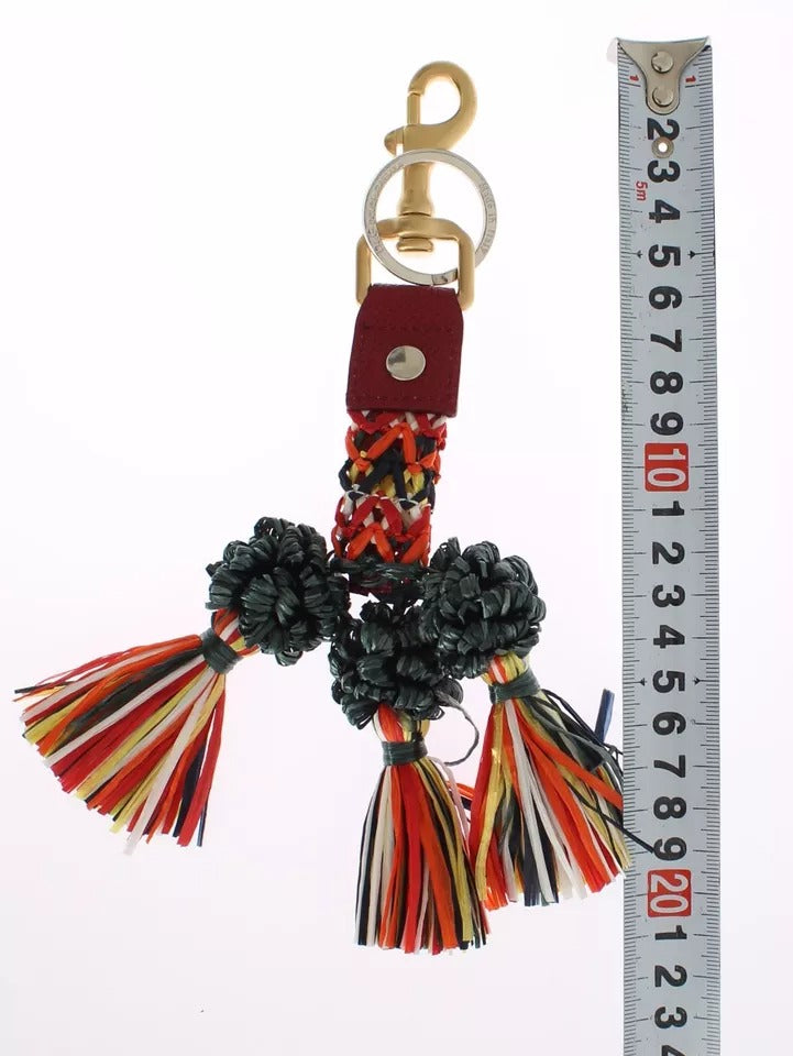 Dolce & Gabbana Multicolor Raffia Leather Clasp Finder Chain Keyring LUNESCAPE