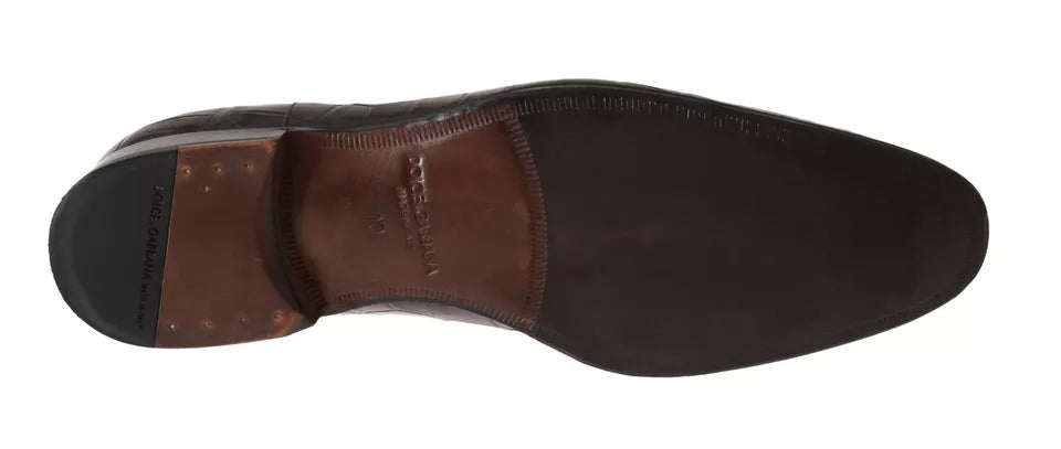 Dolce & Gabbana Brown Patterned Leather Dress Formal Shoes LUNESCAPE