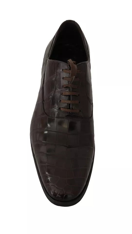 Dolce & Gabbana Brown Patterned Leather Dress Formal Shoes LUNESCAPE
