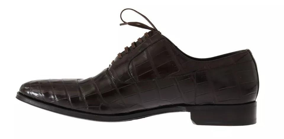 Dolce & Gabbana Brown Patterned Leather Dress Formal Shoes LUNESCAPE