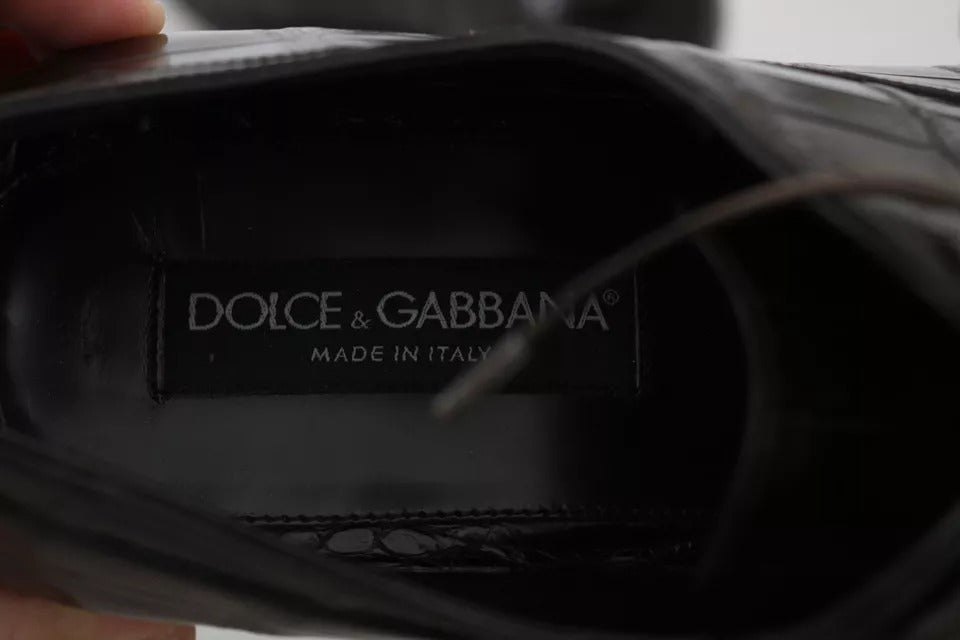 Dolce & Gabbana Brown Patterned Leather Dress Formal Shoes LUNESCAPE