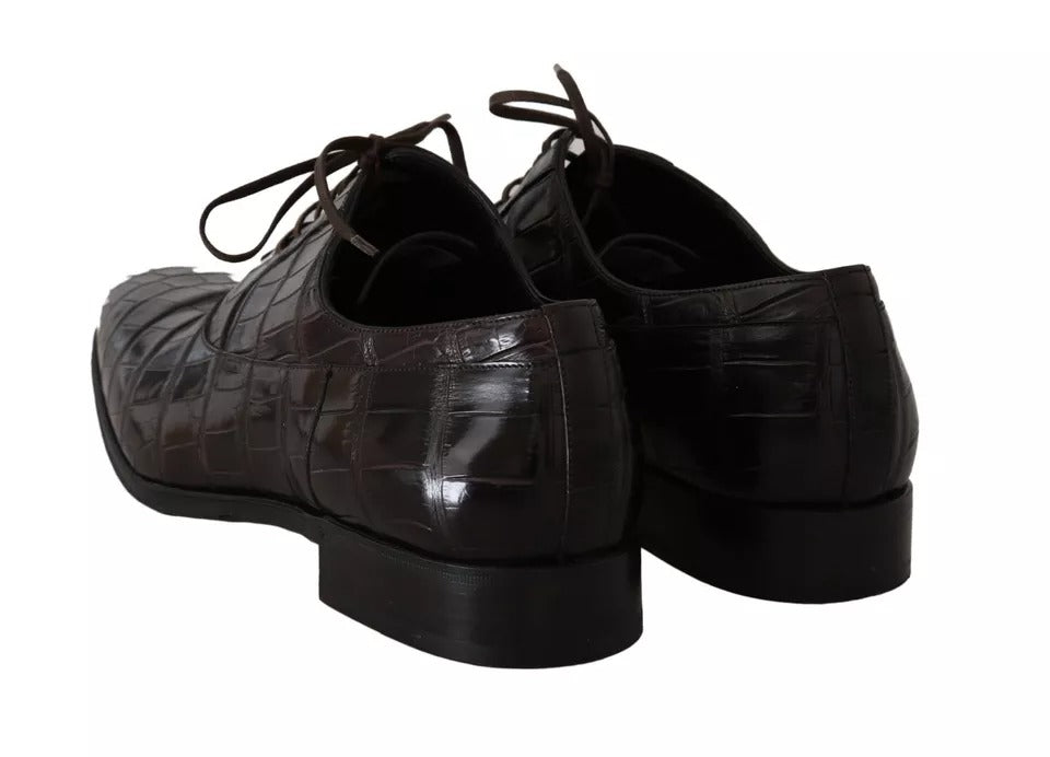Dolce & Gabbana Brown Patterned Leather Dress Formal Shoes LUNESCAPE