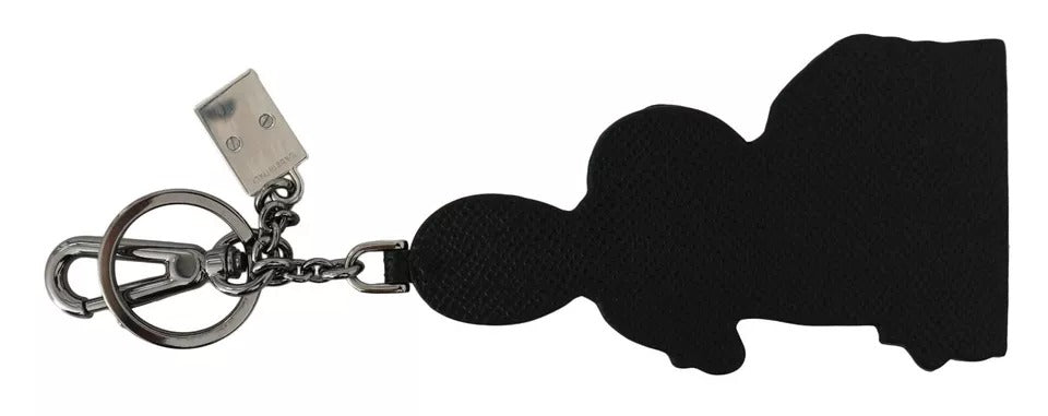 Dolce & Gabbana Silver Leather Dominico Stefano #DGFAMILY Logo Badge Keychain LUNESCAPE