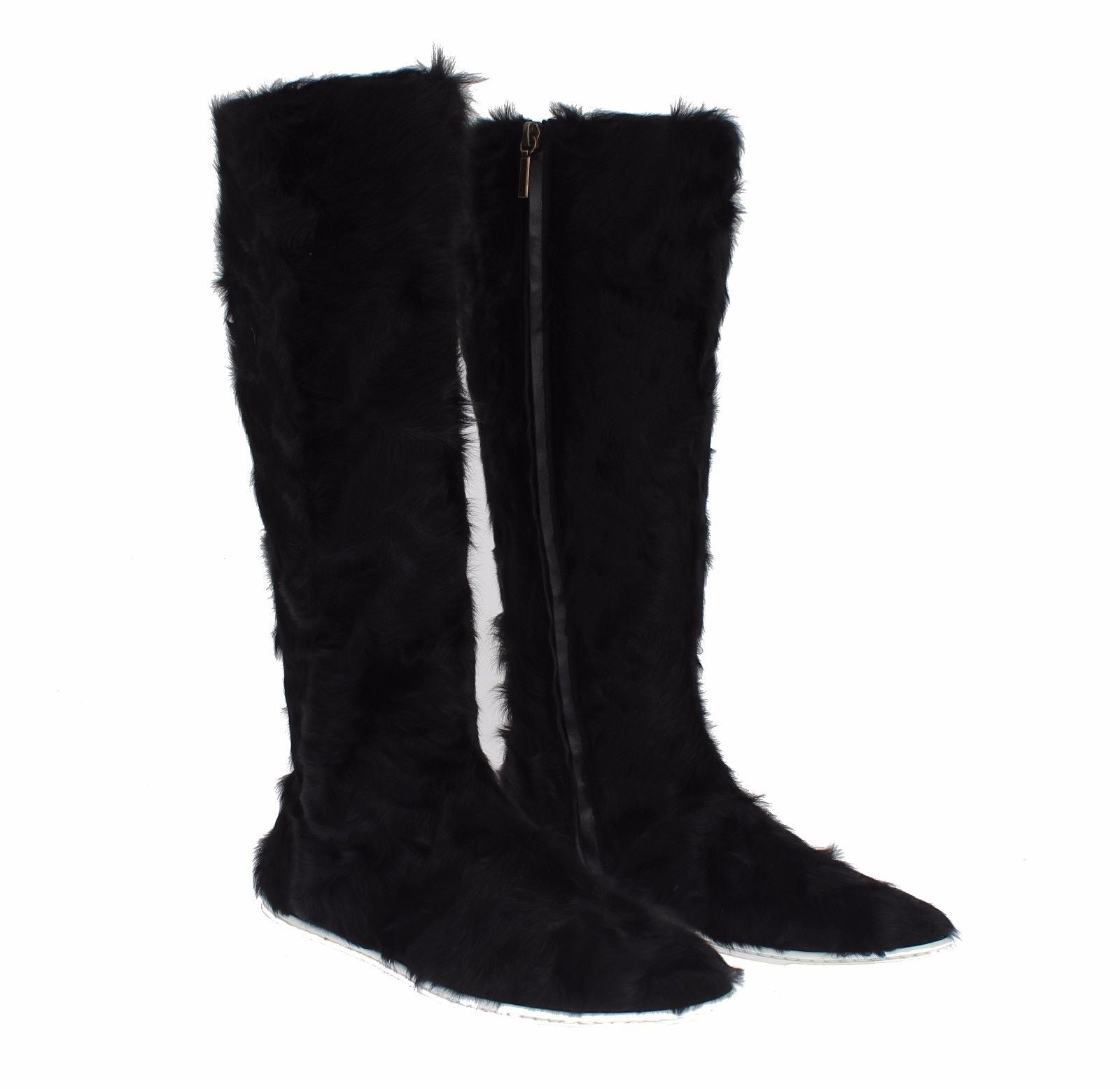 Dolce & Gabbana Black Xiangao Lamb Fur Leather Boots LUNESCAPE