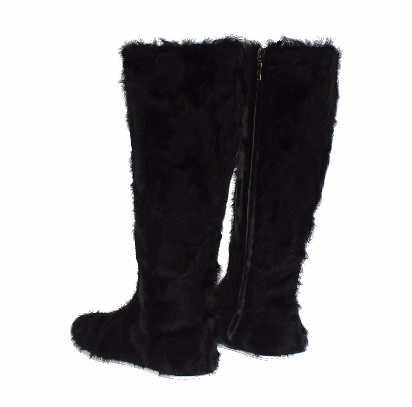 Dolce & Gabbana Black Xiangao Lamb Fur Leather Boots LUNESCAPE
