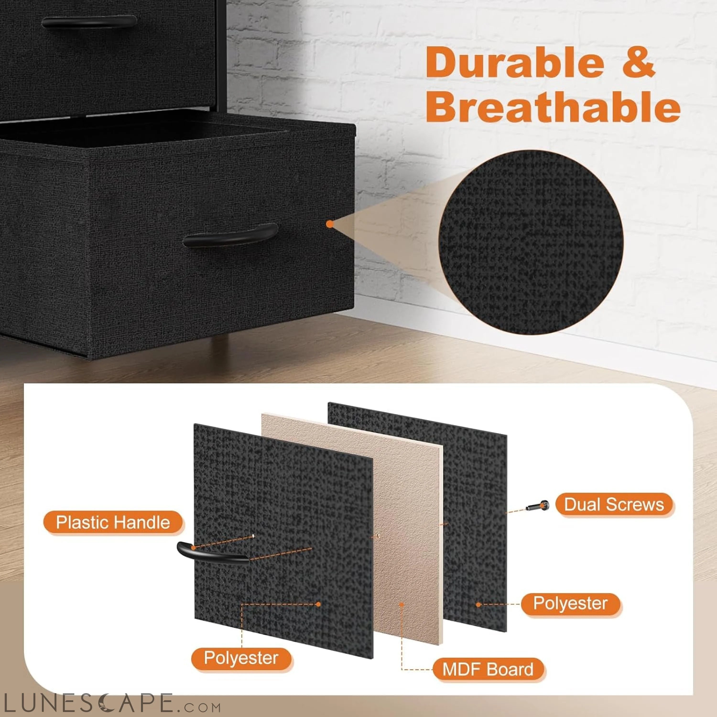 6 Drawer Dresser for Bedroom, Fabric Chest of Drawers Dressers, LUNESCAPE