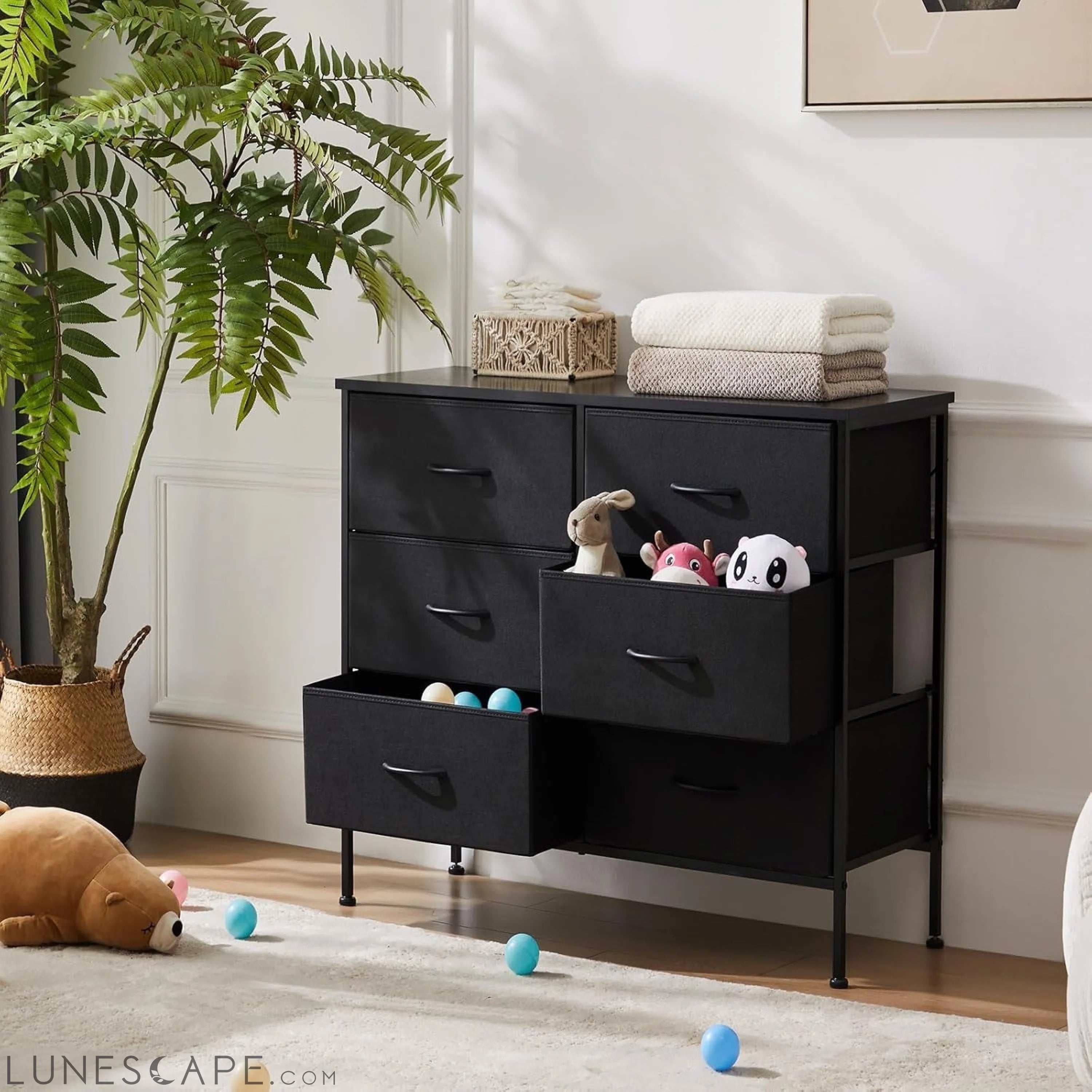 6 Drawer Dresser for Bedroom, Fabric Chest of Drawers Dressers, LUNESCAPE