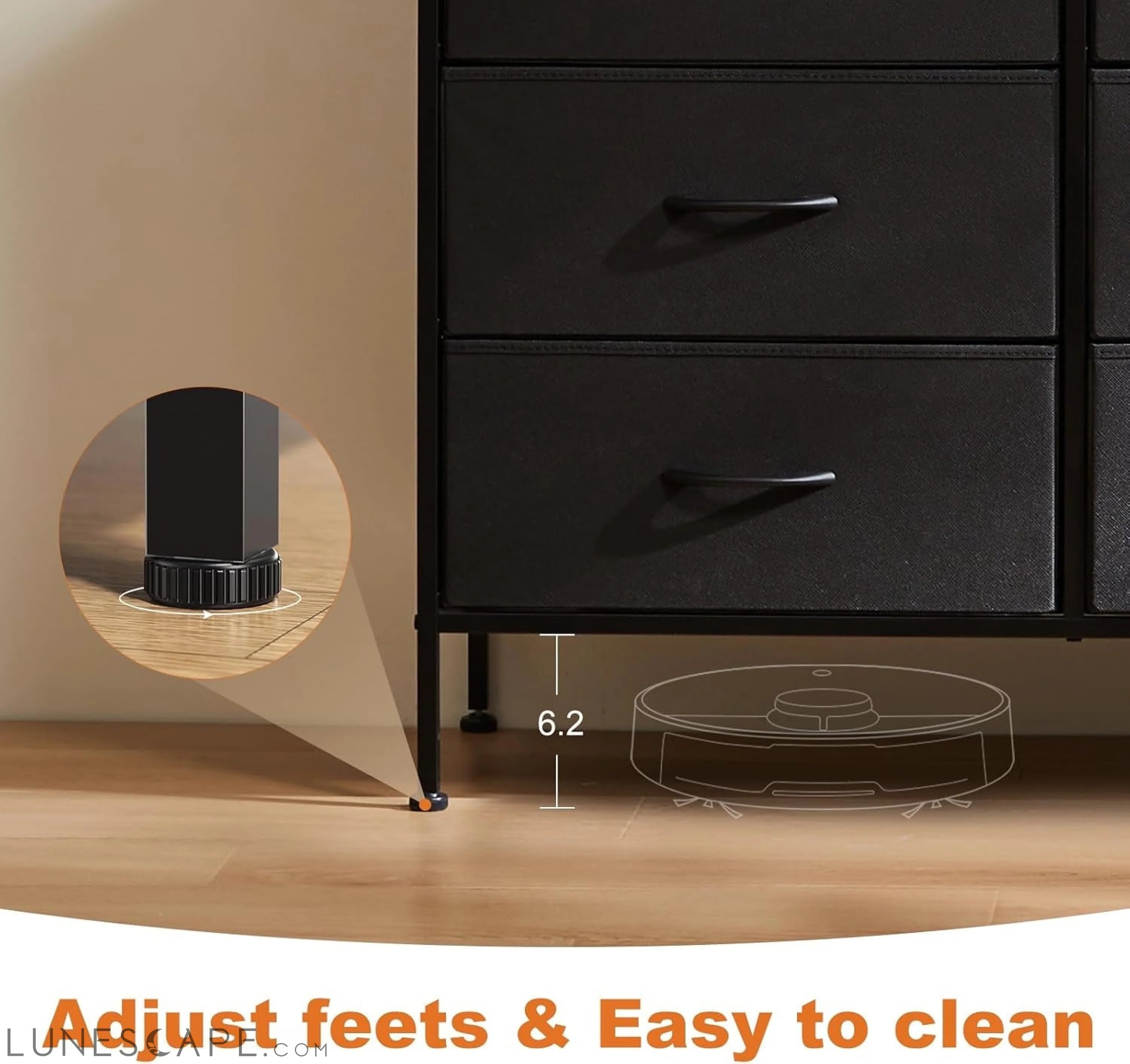 6 Drawer Dresser for Bedroom, Fabric Chest of Drawers Dressers, LUNESCAPE