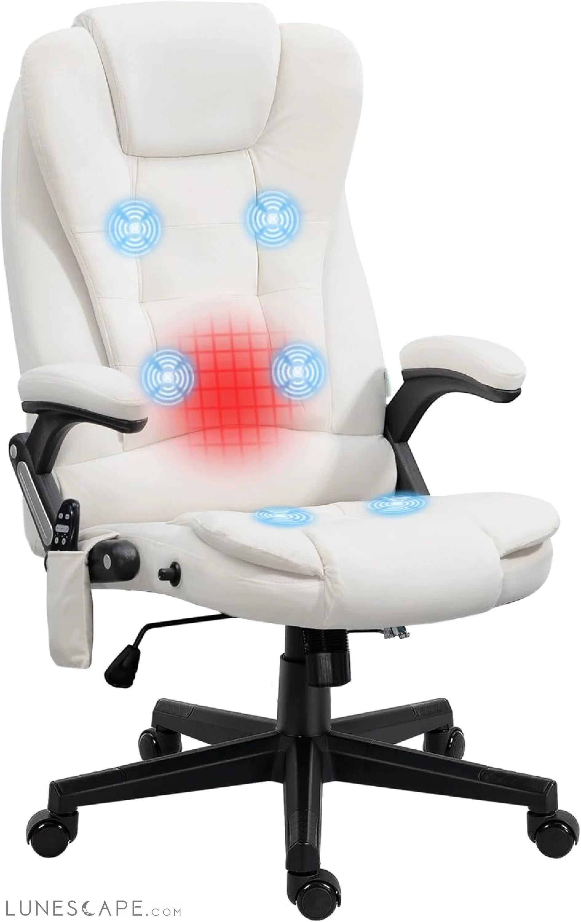 6 Point Vibrating Massage Office Chair with Heat, Velvet High Back LUNESCAPE