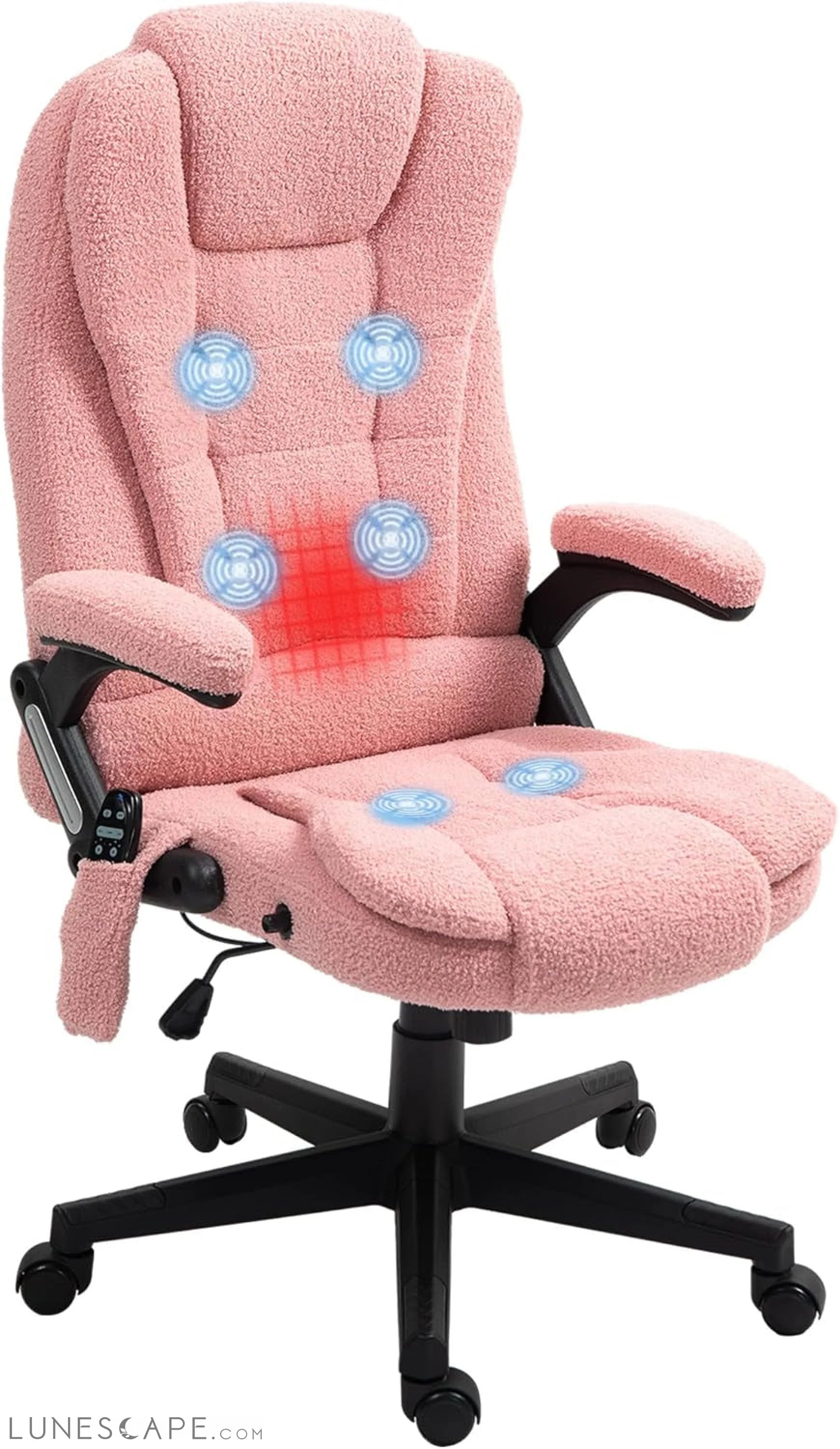 6 Point Vibrating Massage Office Chair with Heat, Velvet High Back LUNESCAPE