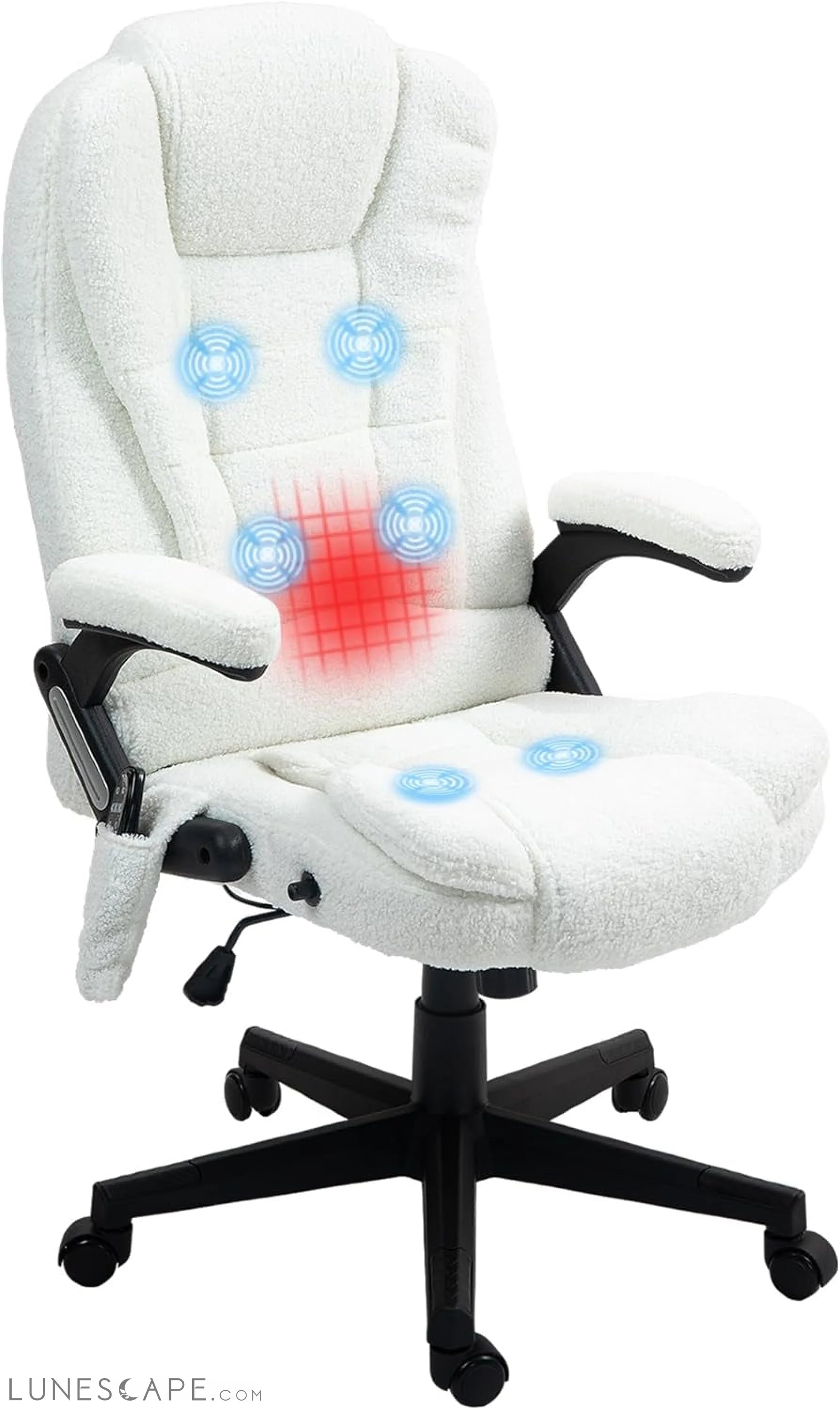 6 Point Vibrating Massage Office Chair with Heat, Velvet High Back LUNESCAPE