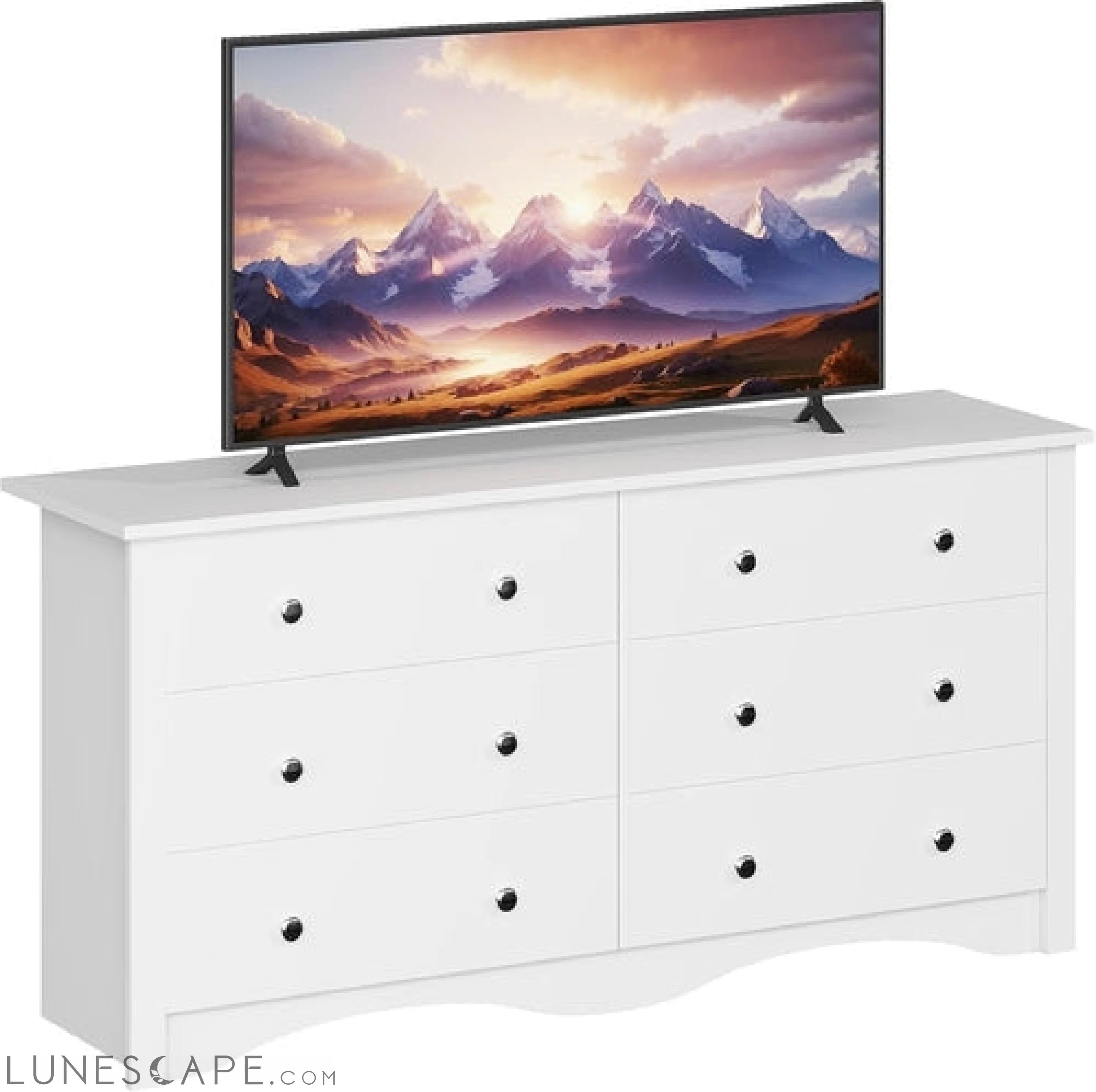 6 Wood Drawers Dresser for Bedroom, Double Dresser for TV up to 65 LUNESCAPE