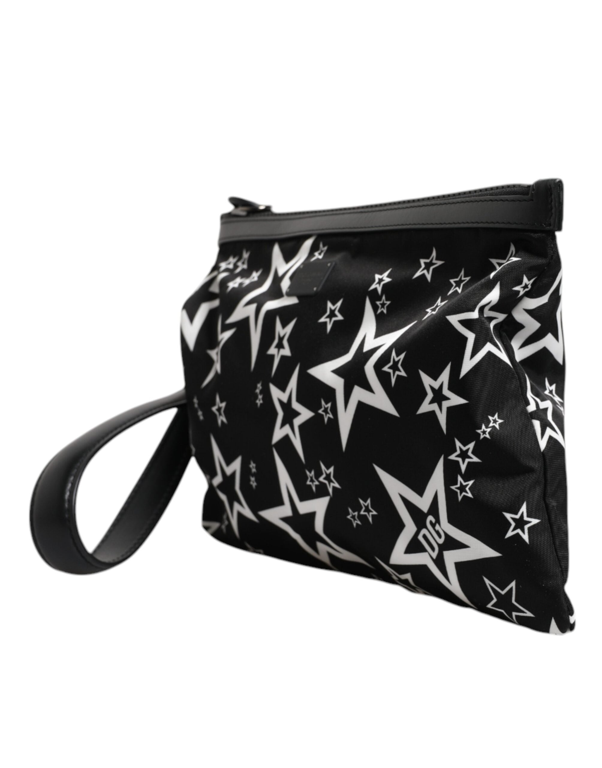Dolce & Gabbana Black White Stars Pattern Clutch Pouch Bag LUNESCAPE