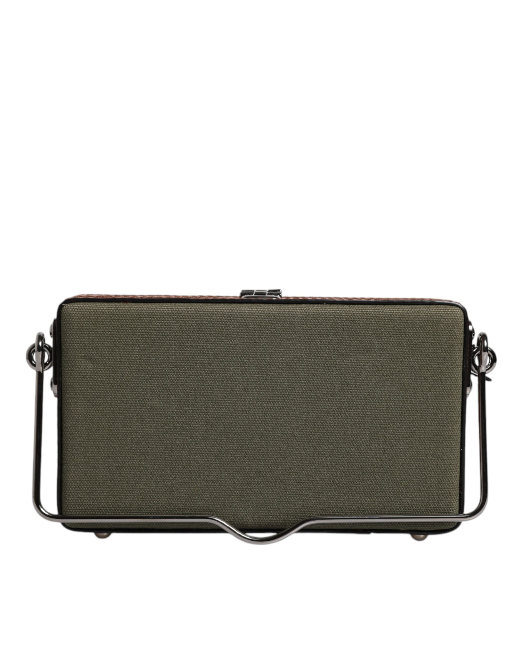 Dolce & Gabbana Green Brown Leather Clutch Purse Bag LUNESCAPE