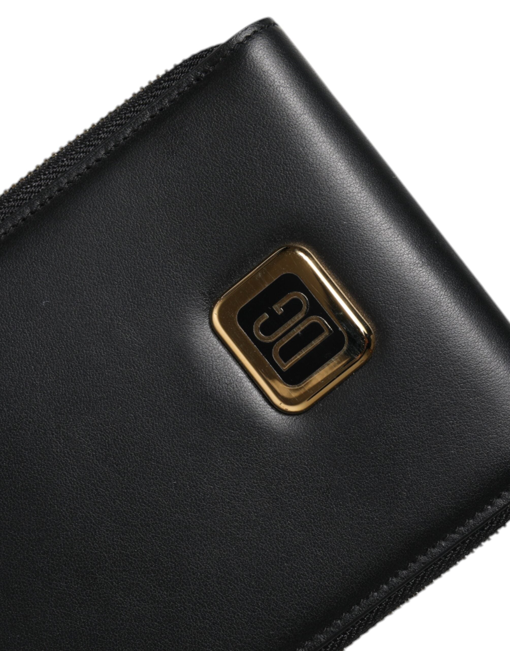 Dolce & Gabbana Black Leather Logo Plaque Neck Strap Card Coin Wallet LUNESCAPE