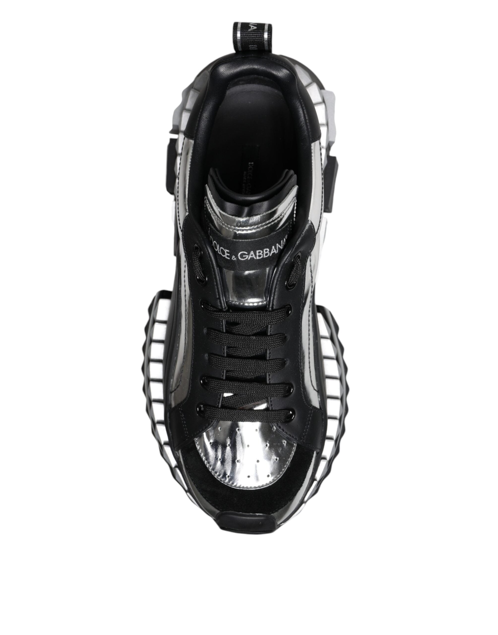 Dolce & Gabbana Black Silver SUPER KING Leather Sneaker Shoes LUNESCAPE