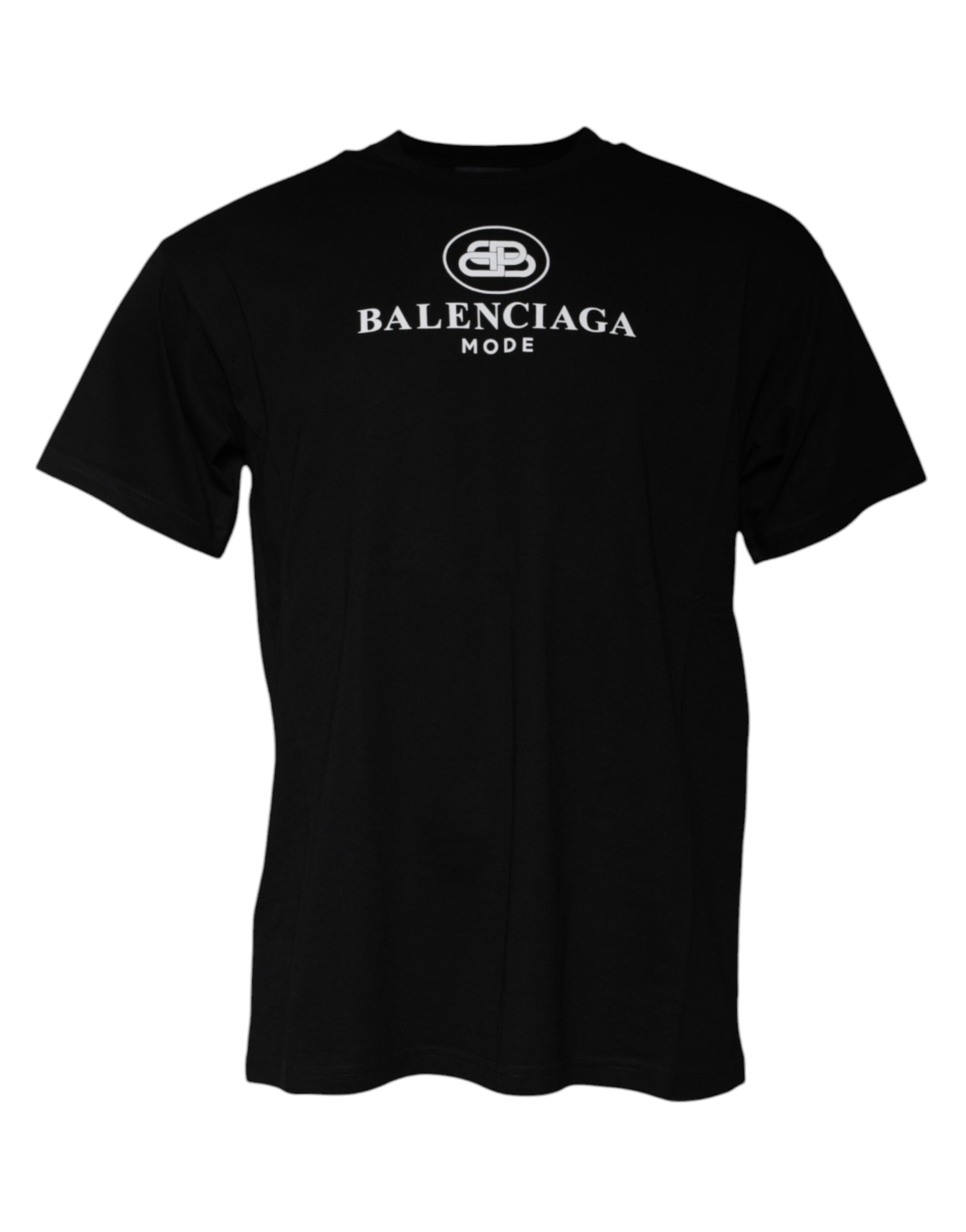 Balenciaga Black Cotton Logo Print Crew Neck Short Sleeves T-shirt LUNESCAPE