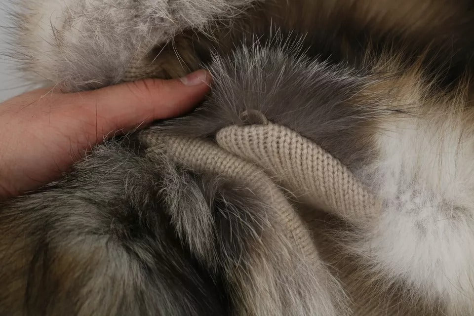Dolce & Gabbana Brown Fox Tail Fur Shawl Neck Wrap Cover Collar Scarf