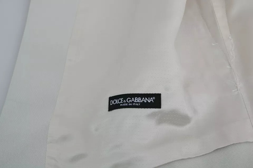 Dolce & Gabbana Off-White Cotton Silk Formal Coat Vest