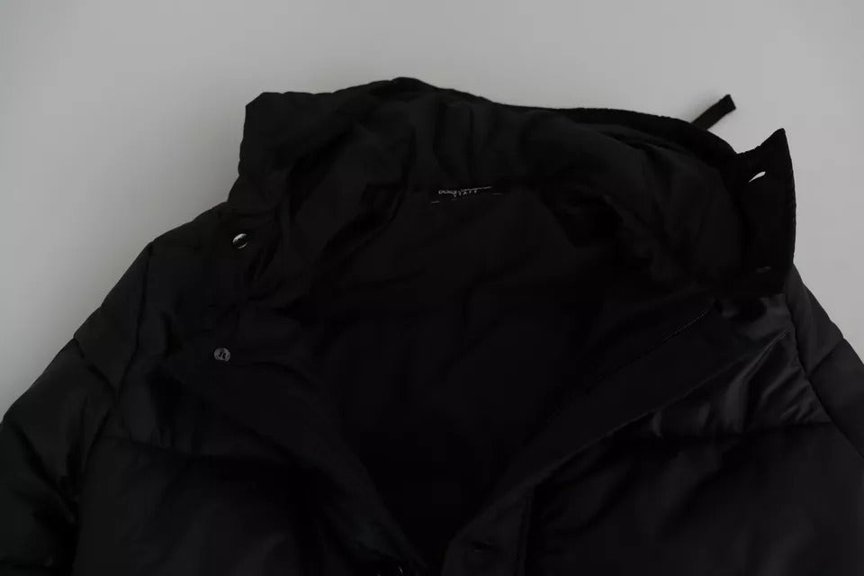 Dolce & Gabbana Black Hooded Polyester Men Coat Puffer Jacket