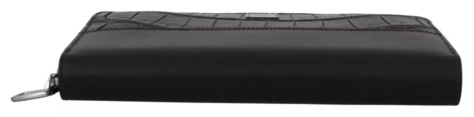 Dolce & Gabbana Brown Exotic Leather Zip Around Continental Clutch Wallet LUNESCAPE