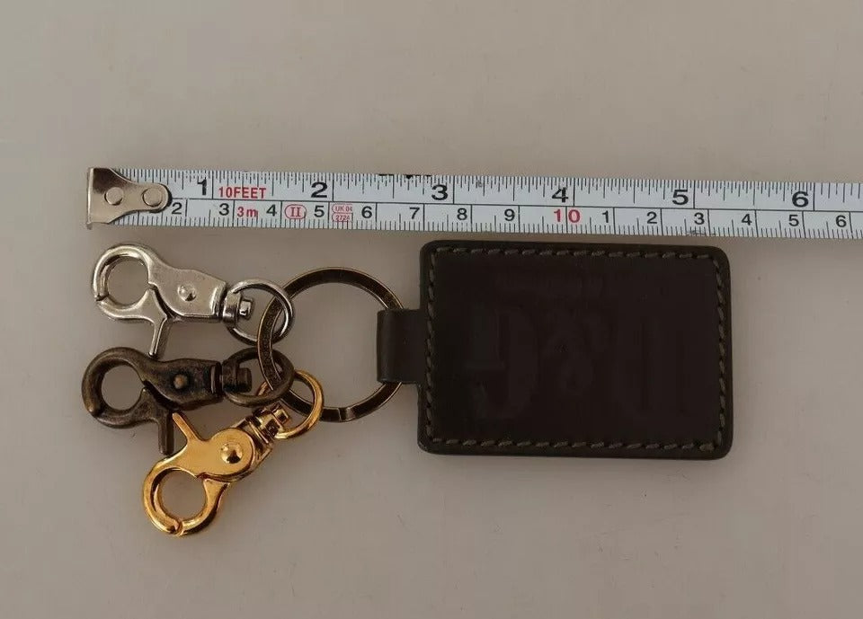 Dolce & Gabbana Green Leather D&G Logo Metal Ring Hook Keyring Keychain LUNESCAPE