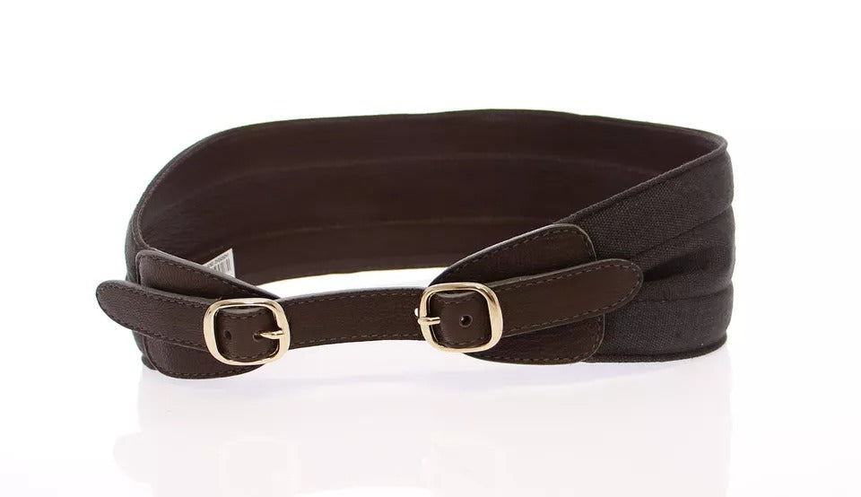 Dolce & Gabbana Brown D&G Leather Linnen Logo Belt LUNESCAPE